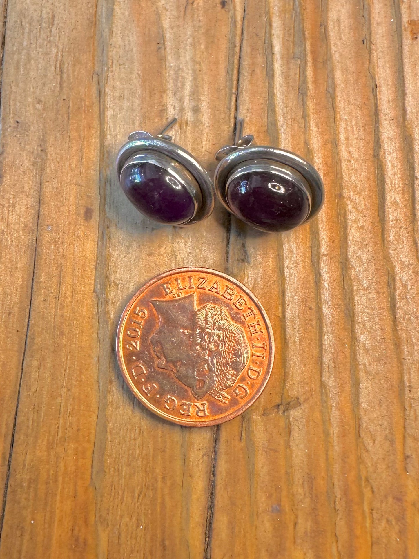 Amethyst Oval Stud 925 Sterling Silver Earrings