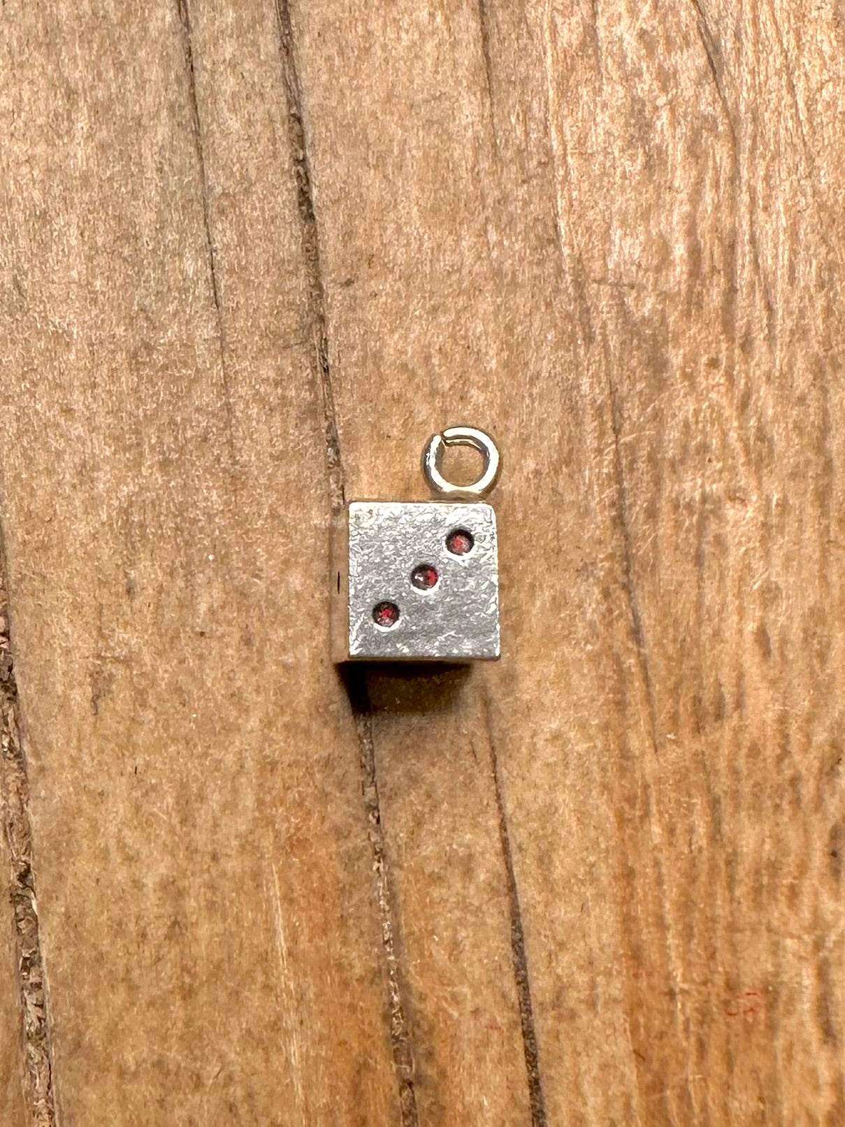 Vintage Dice with Enamel 925 Sterling Silver Charm Pendant