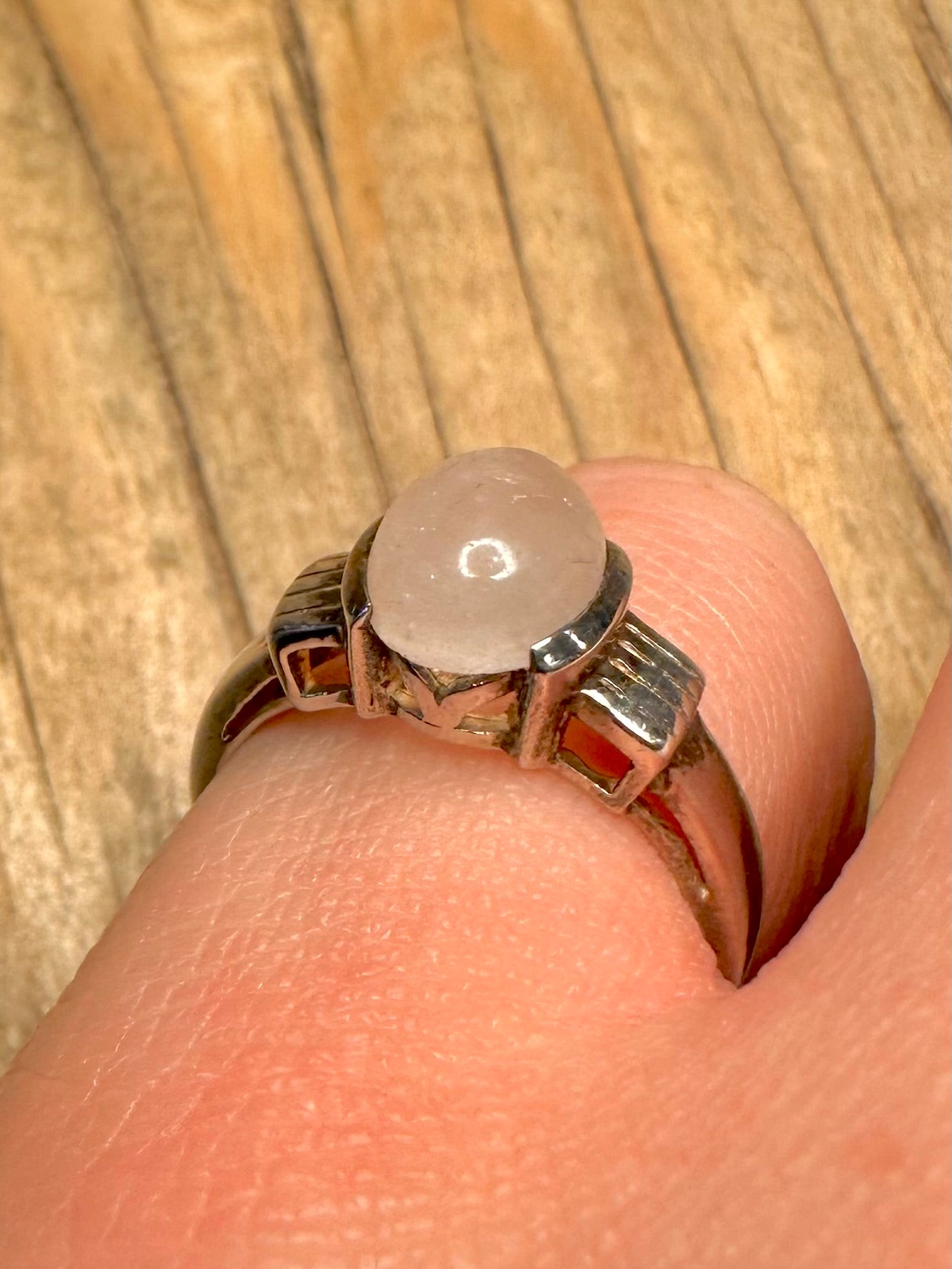 Modern 2005 Rose Quarts 925 Sterling Silver Size N1/2 Ring