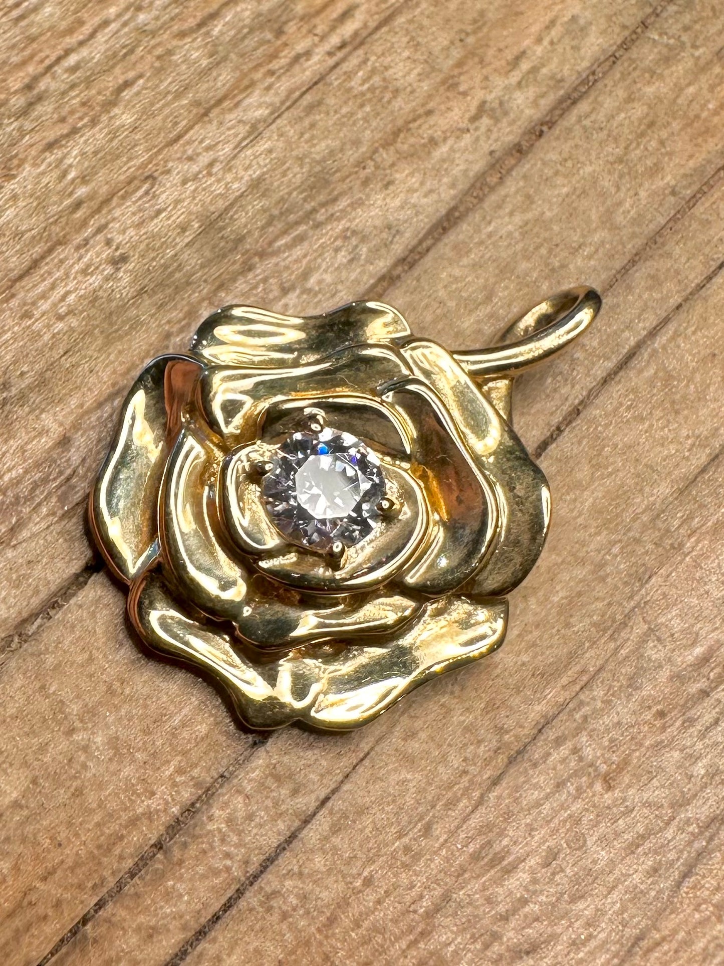 Modern Flower DQCZ Stone Gold on 925 Sterling Silver Pendant