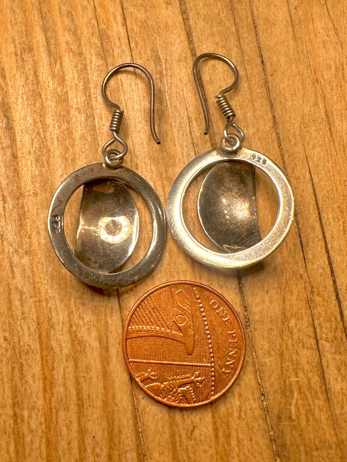 Abstract Textured Circle 925 Sterling Silver Earrings