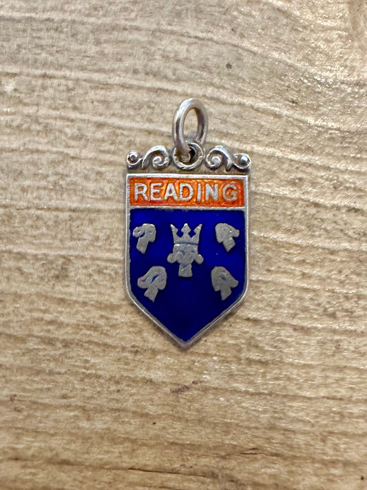 Vintage Reading Enamel Crest 925 Silver Charm Pendant