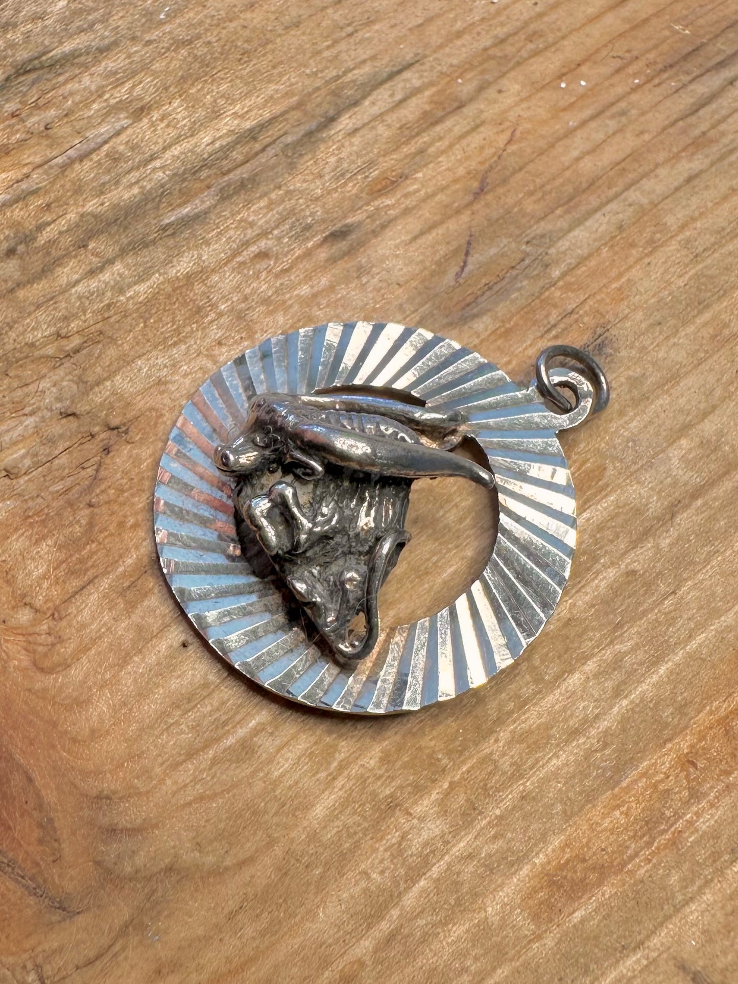 Textured Detailed Taurus Bull 925 Sterling Pendant