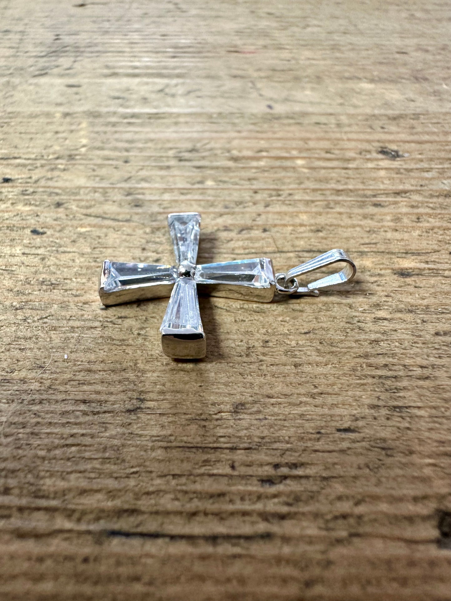 Modern CZ Cross 925 Silver Pendant