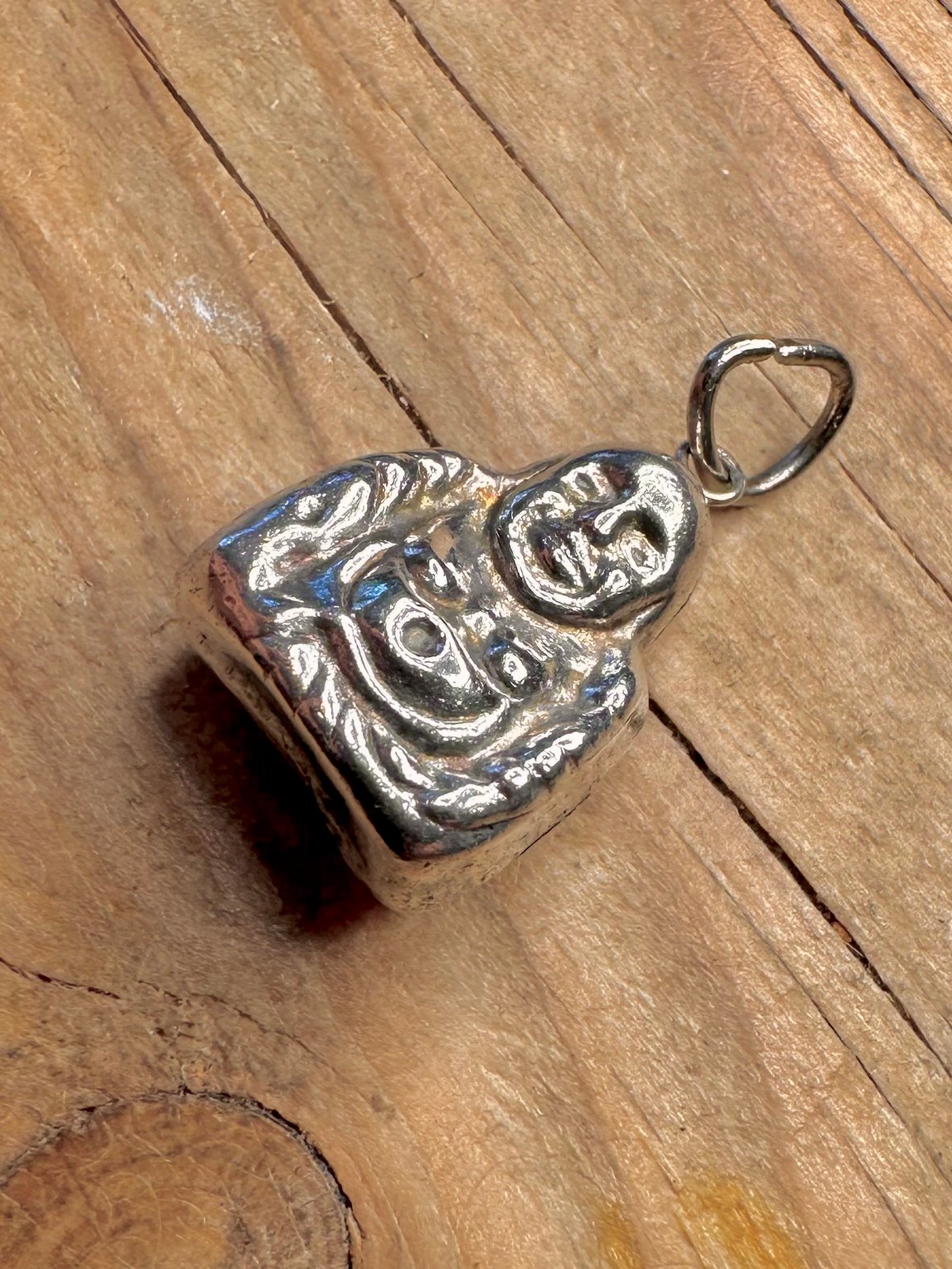 Vintage Buddha sitzend 925er Sterling Silber Anhänger