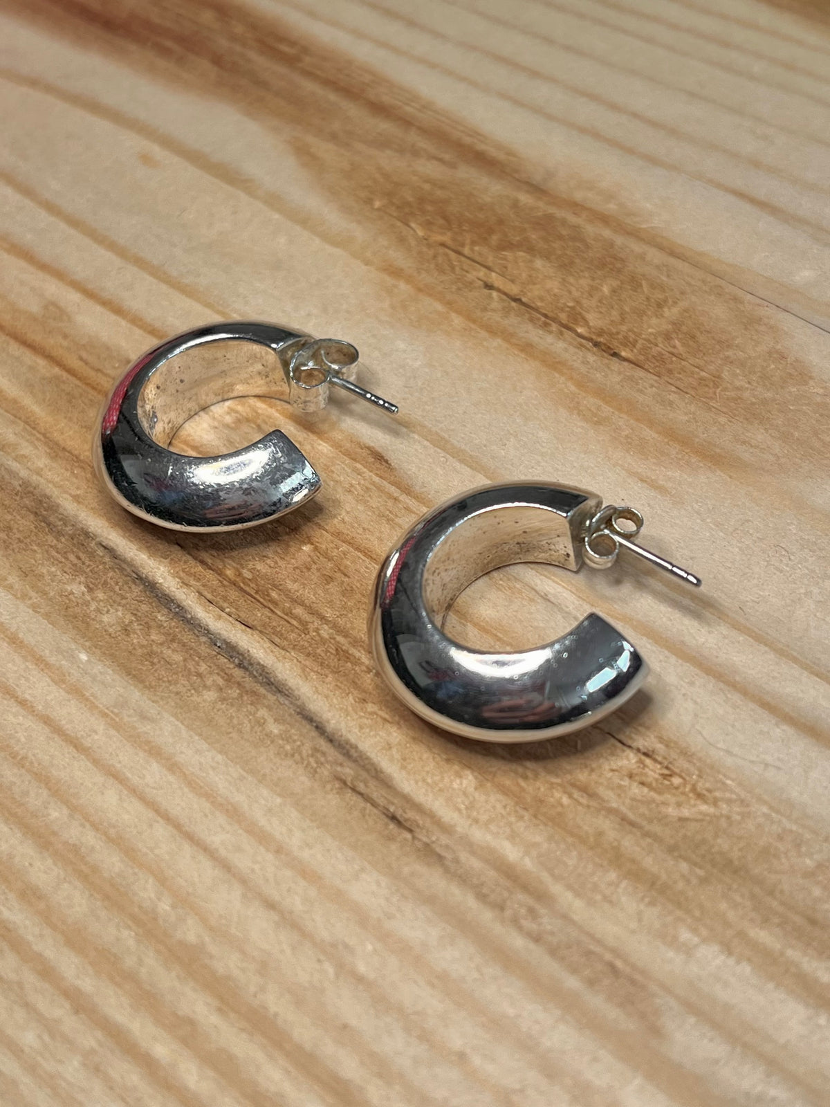 Chunky Half Hoops 925 Sterling Silver Earrings