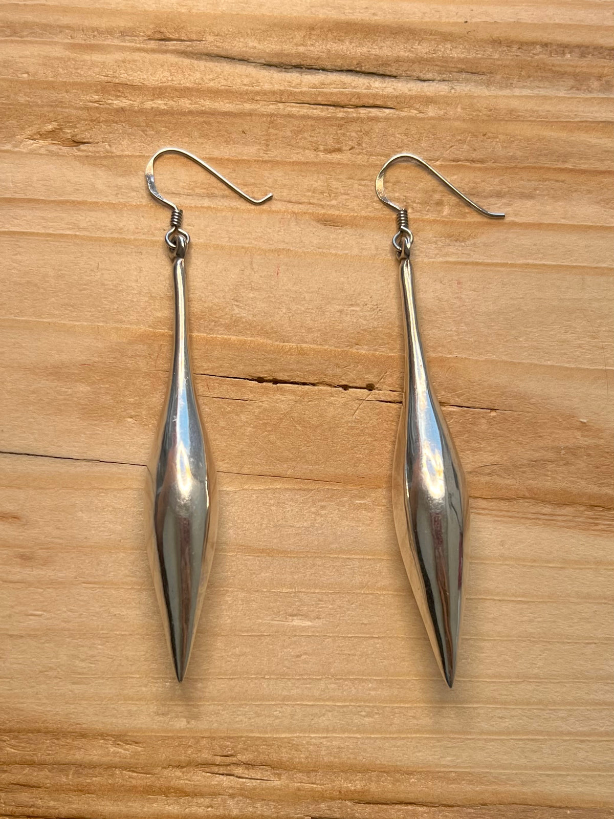Elongated Tear Drop 925 Sterling Silver Drop Earrings