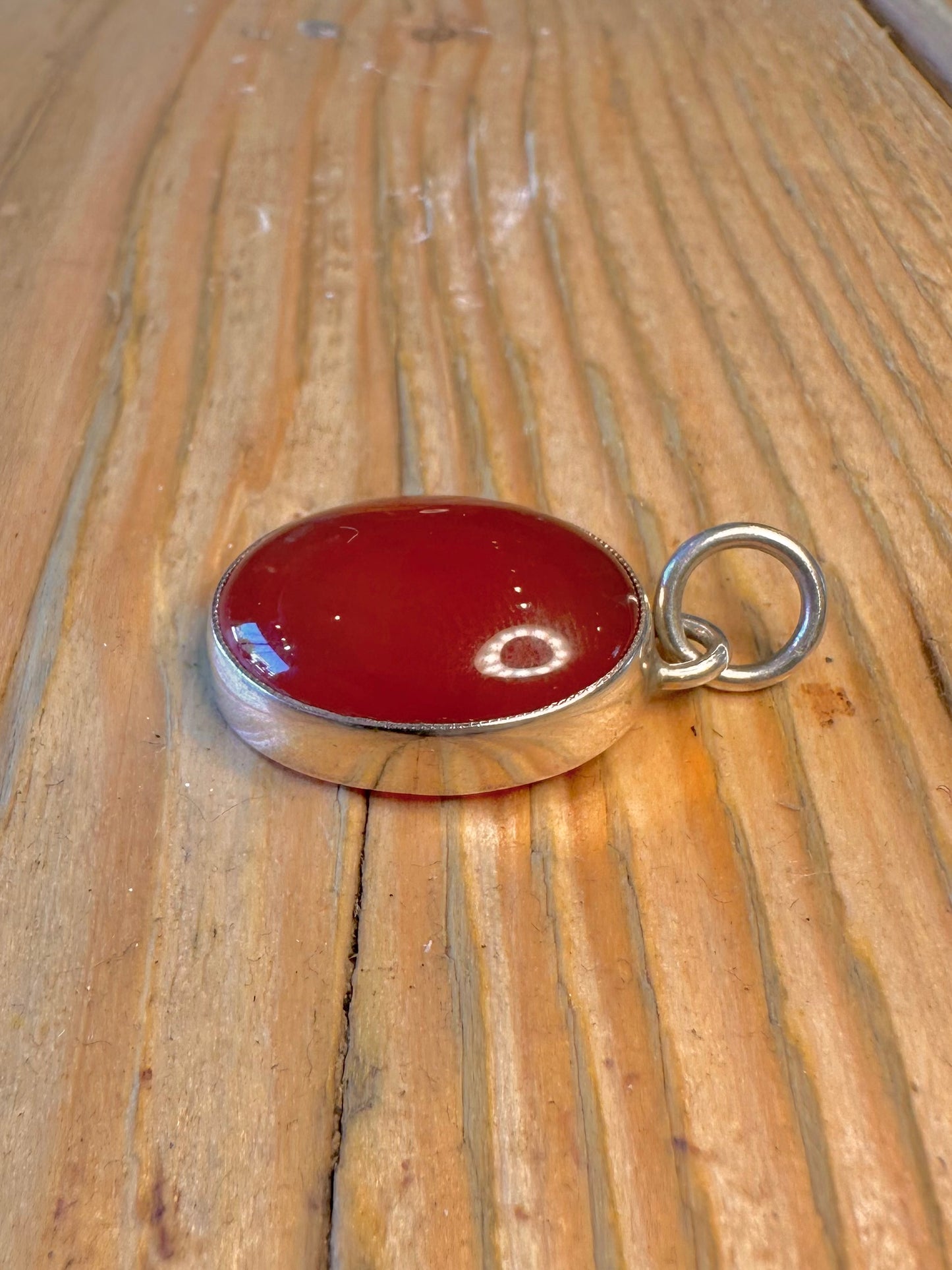 Carnelian Oval 925 Sterling Silver Pendant