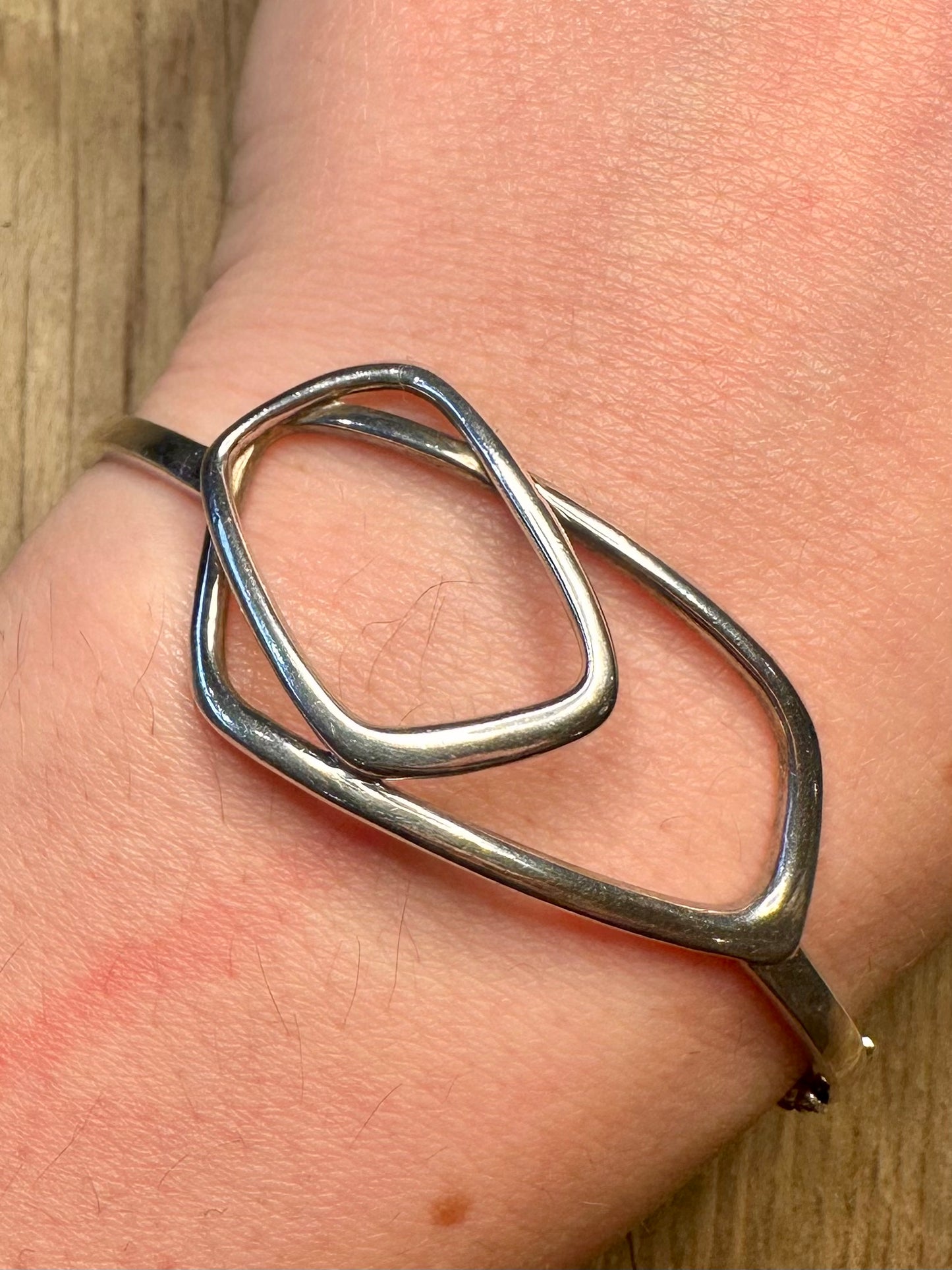 Abstract Square 925 Sterling Silver Bangle