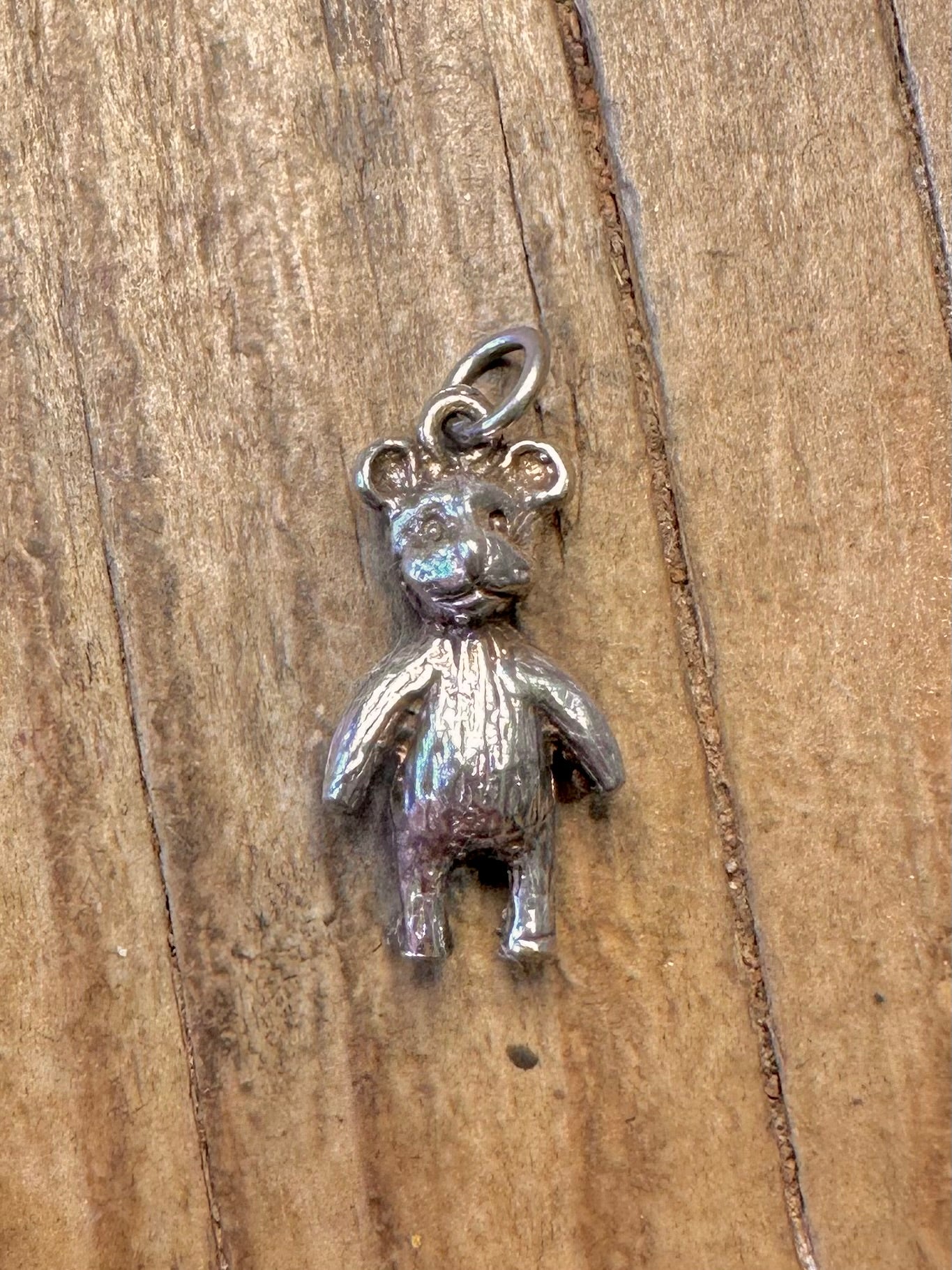 Teddy Bear Textured 925 Sterling Silver Charm Pendant
