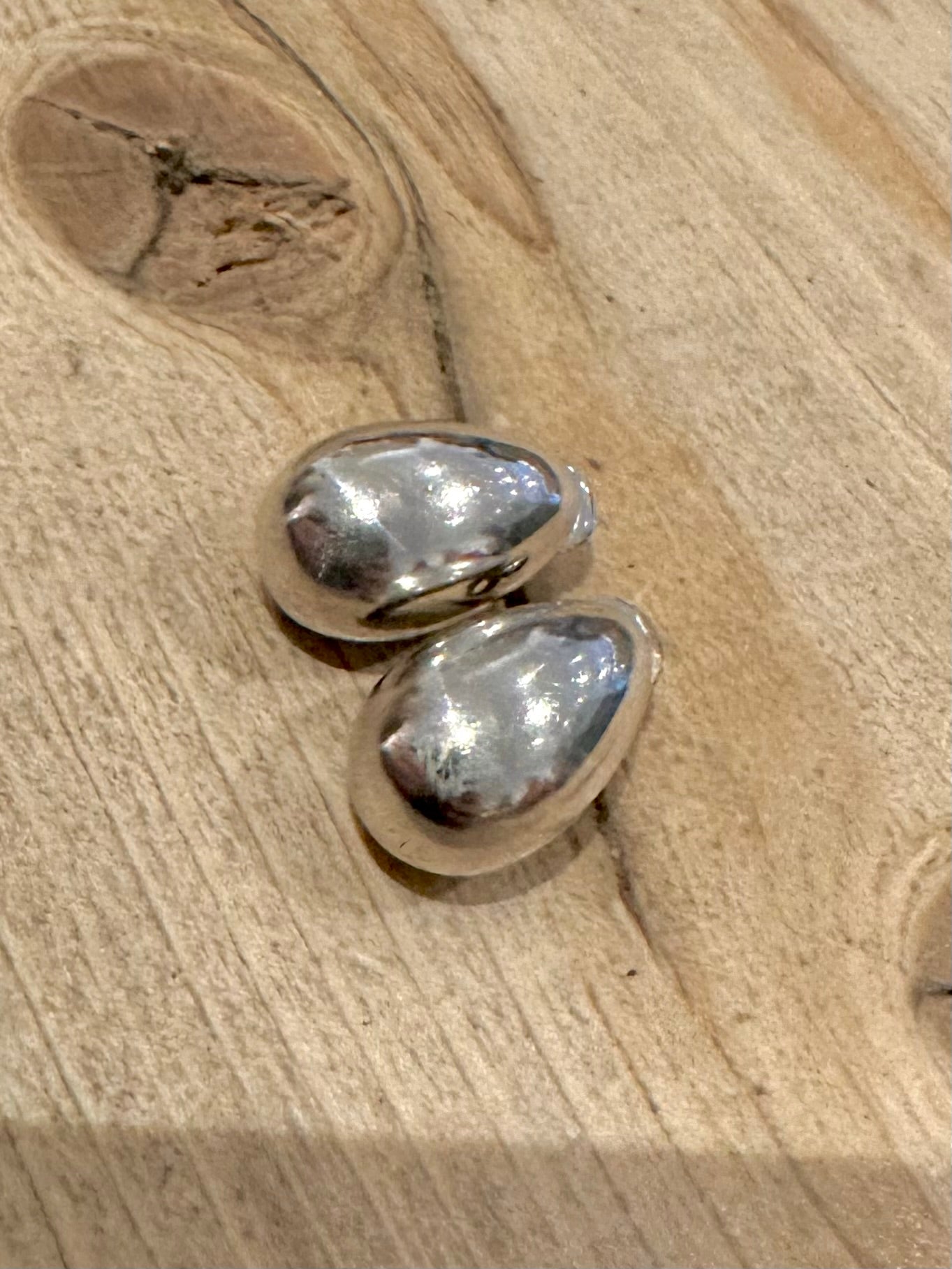 Modernist Chunky Stud 925 Silver Earrings