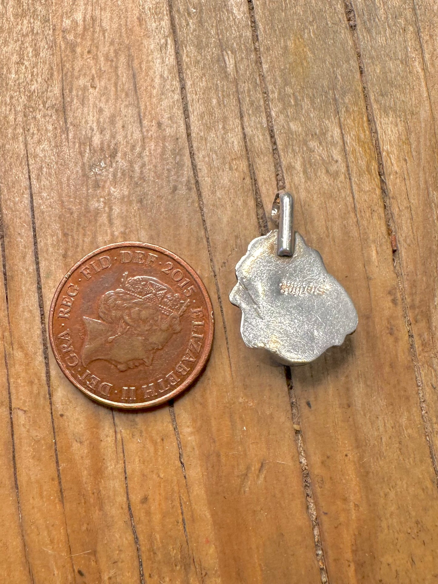 Vintage Navajo Polished Turquoise Floral 925 Sterling Silver Pendant