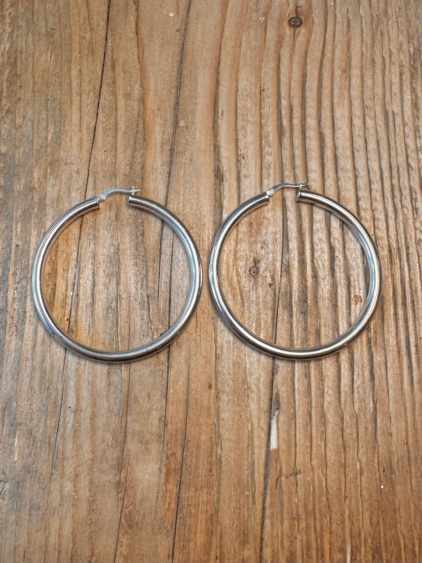 Large Chunky Rounded Hoops 925 Sterling Silver Earrings