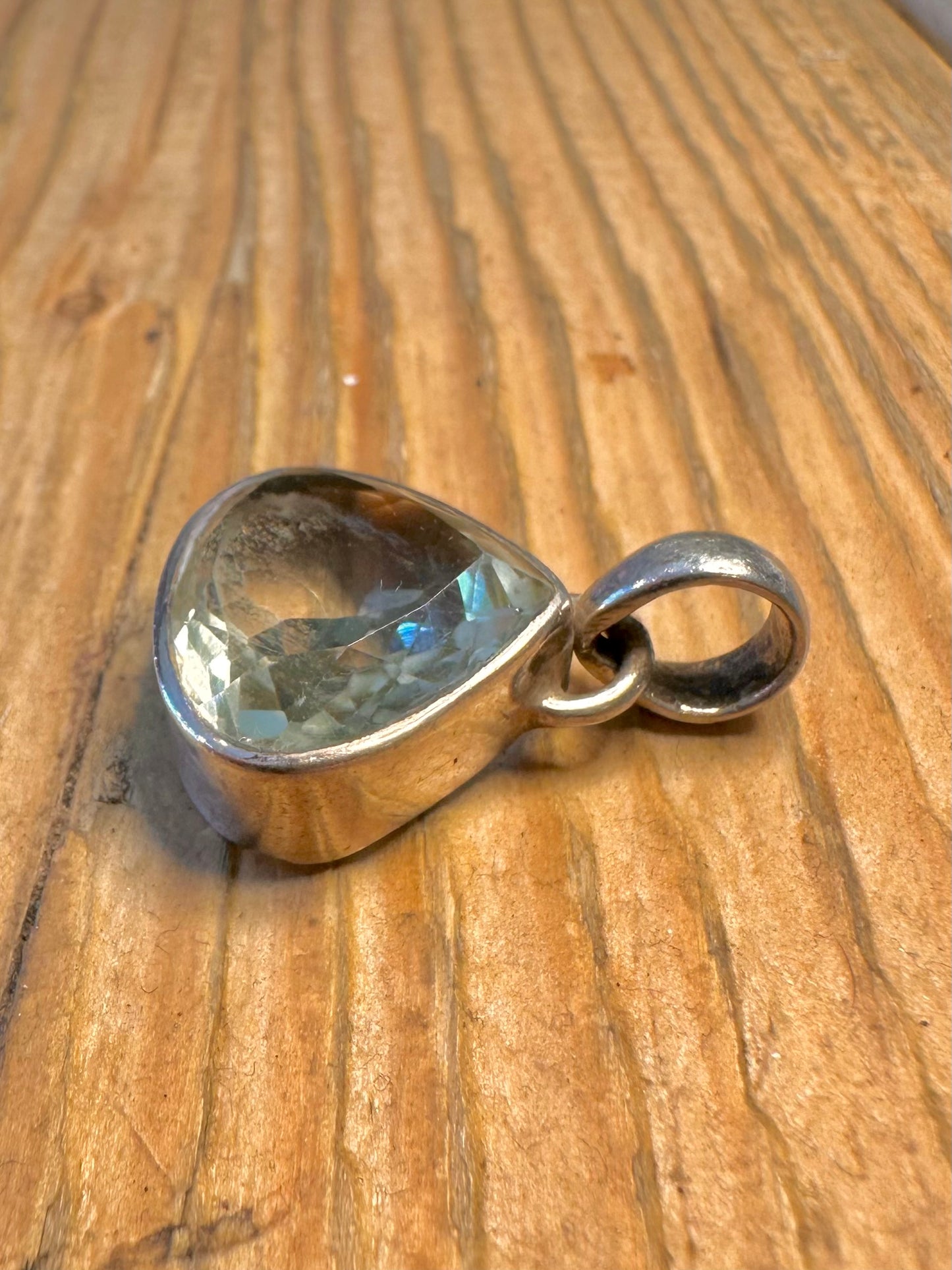 Green Amethyst Pear Cut 925 Sterling Silver Pendant