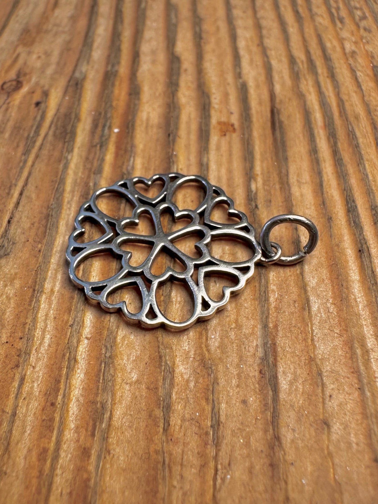 Heart Floral Circle 925 Sterling Silver Pendant