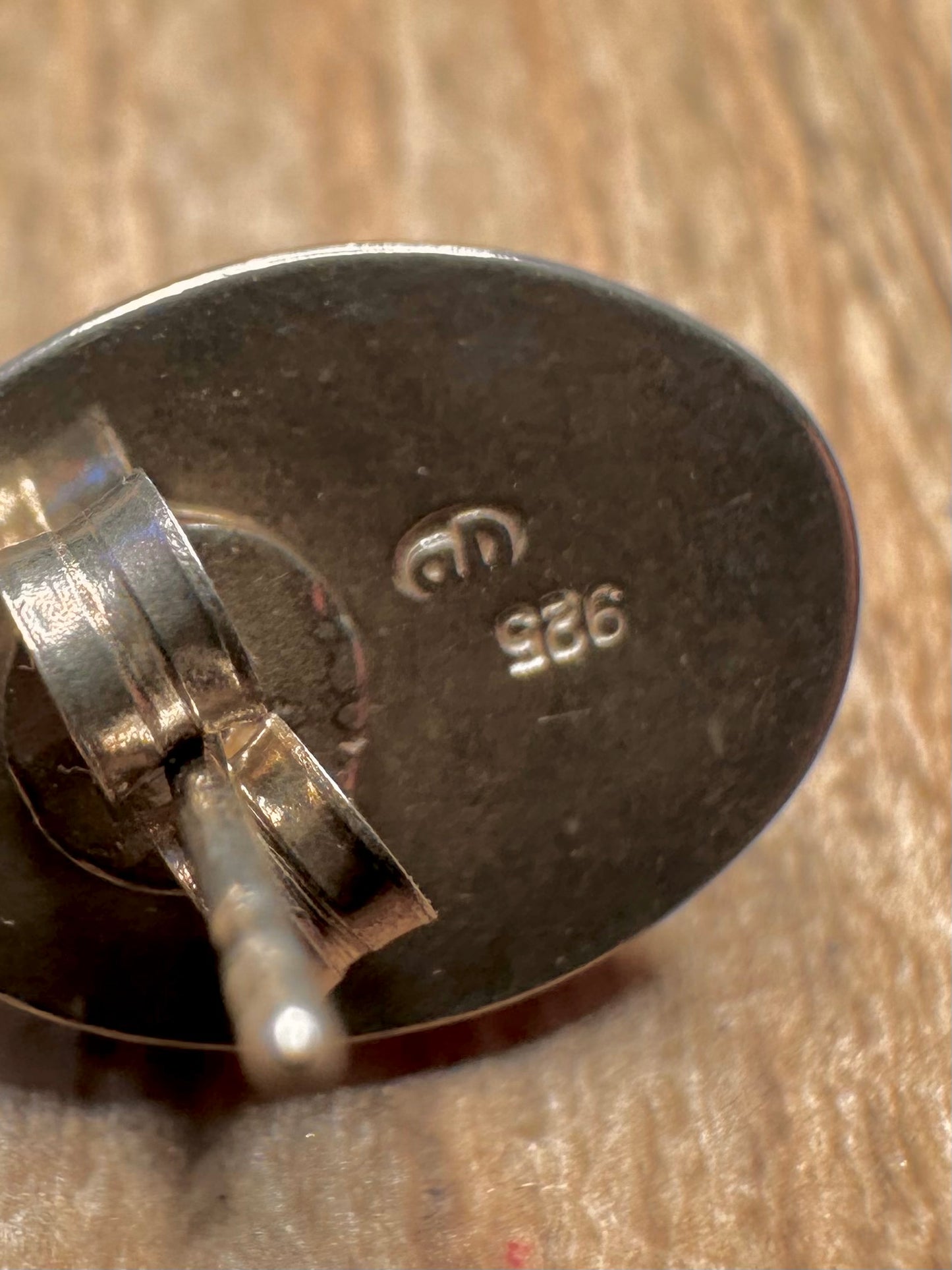 Vintage Amber Oval Stud 925 Sterling Silver Earrings