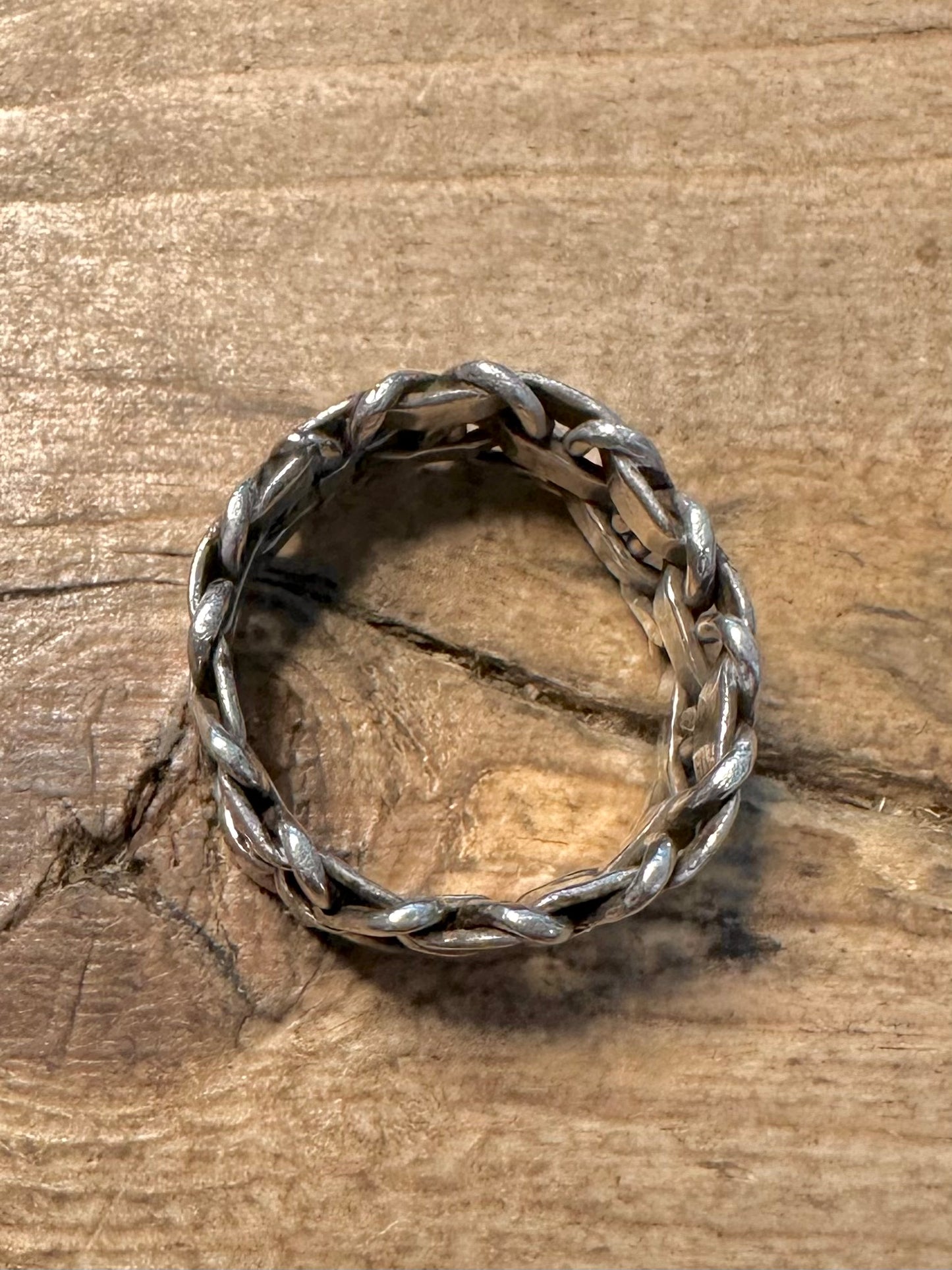 Abstract Basket Weave Band 925 Silver Size S1/2 Ring