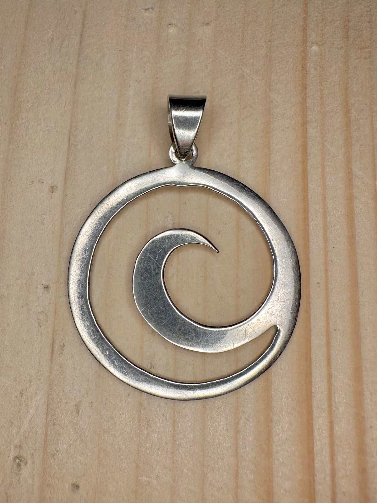 Circular Ocean Wave 925 Sterling Silver Pendant