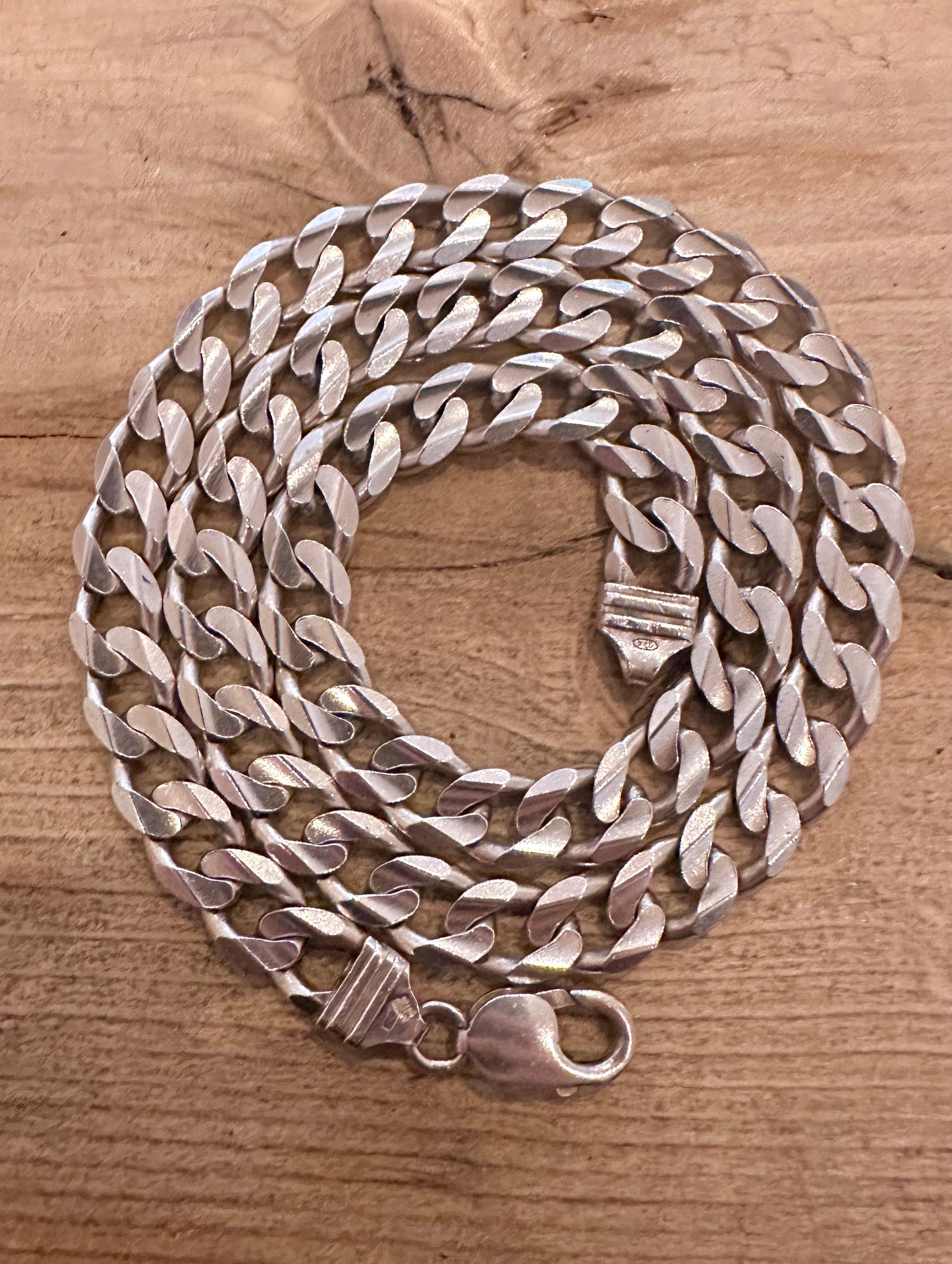 Vintage Heavy Chunky Italian Curb Chain 925 Silver 20 inch Necklace