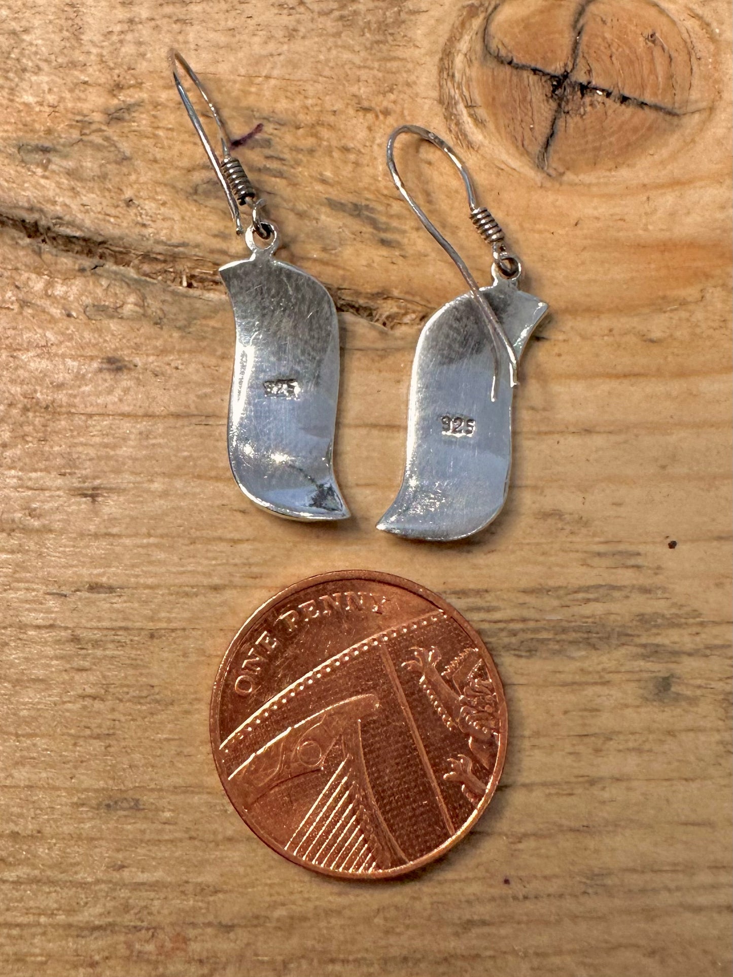 Vintage Wavy Abalone 925 Silver Earrings