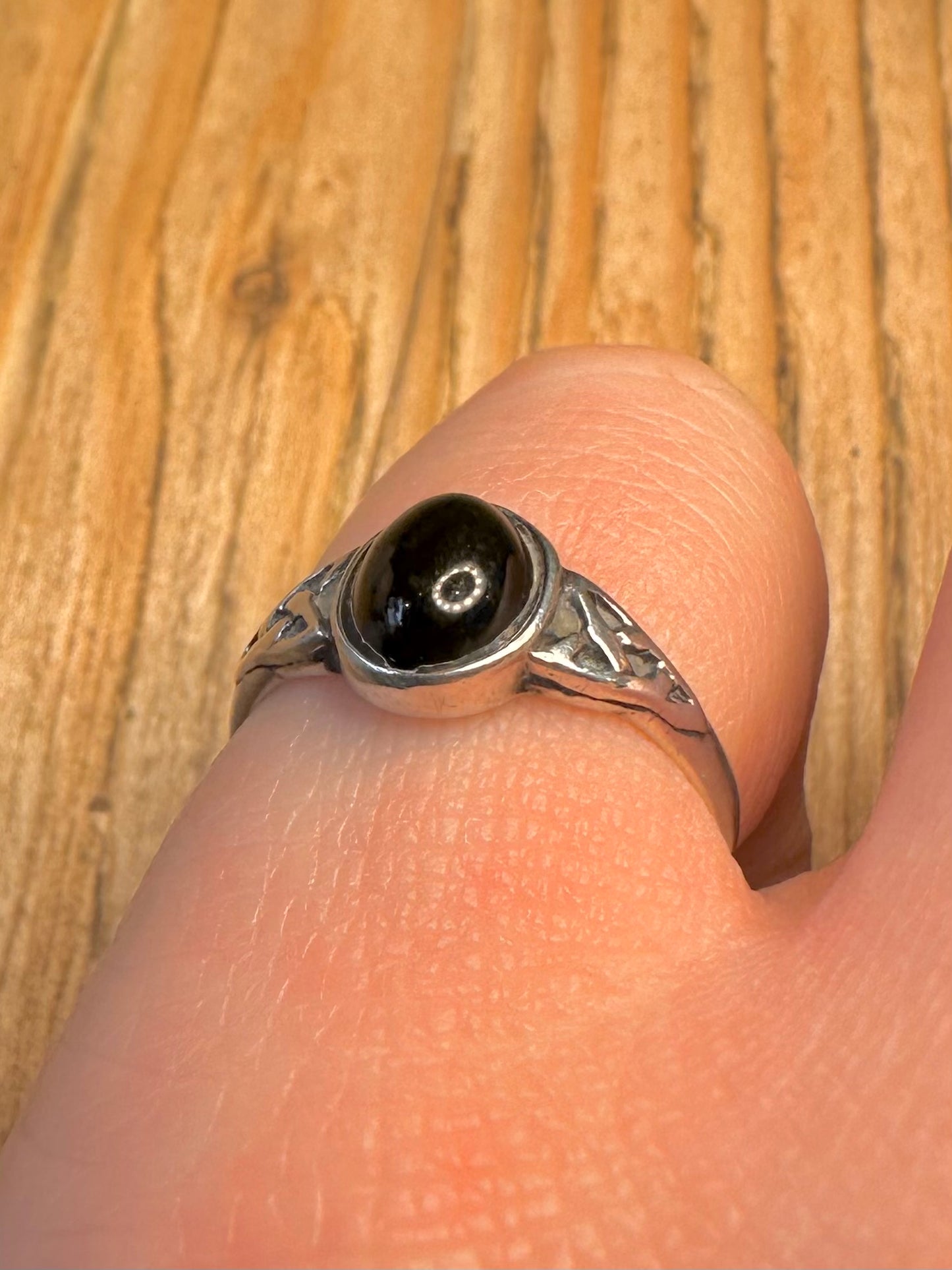 Vintage Black Stone Celtic 925 Sterling Silver Size L Ring