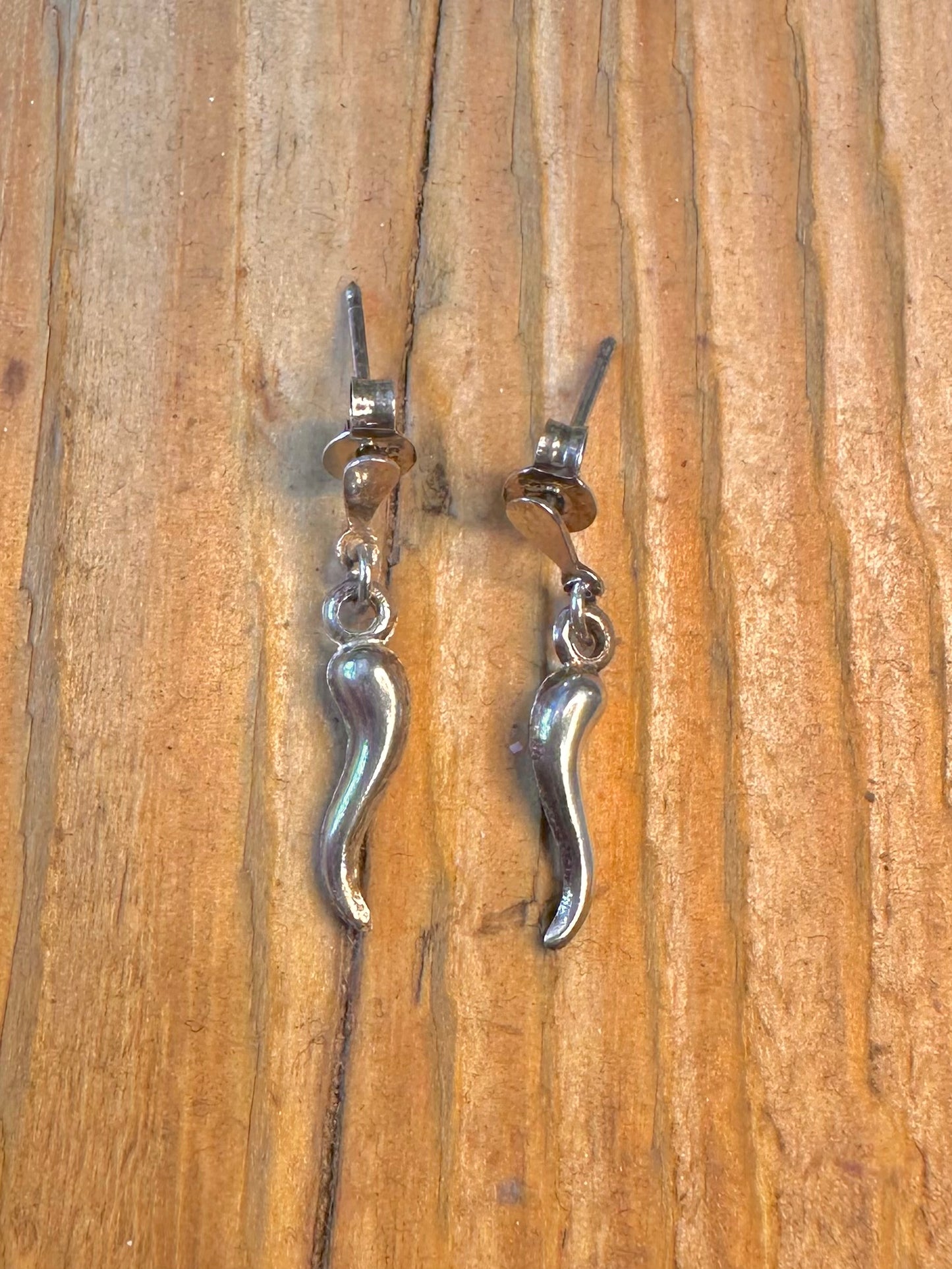 Horn Cornicello Dangle 925 Sterling Earrings