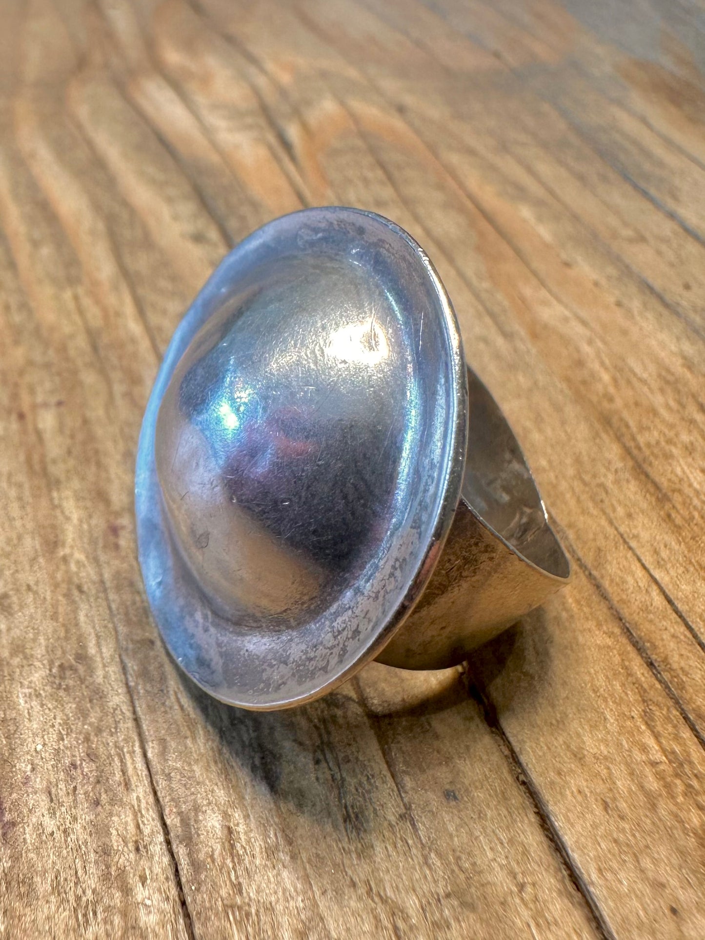 Abstract Disc Dome 925 Sterling Silver Size Q Ring