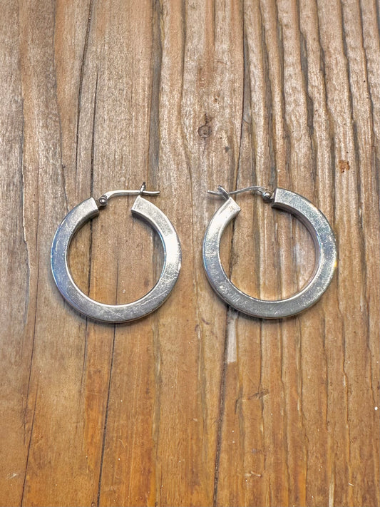 Chunky Square Tube Hoops 925 Sterling Silver Earrings
