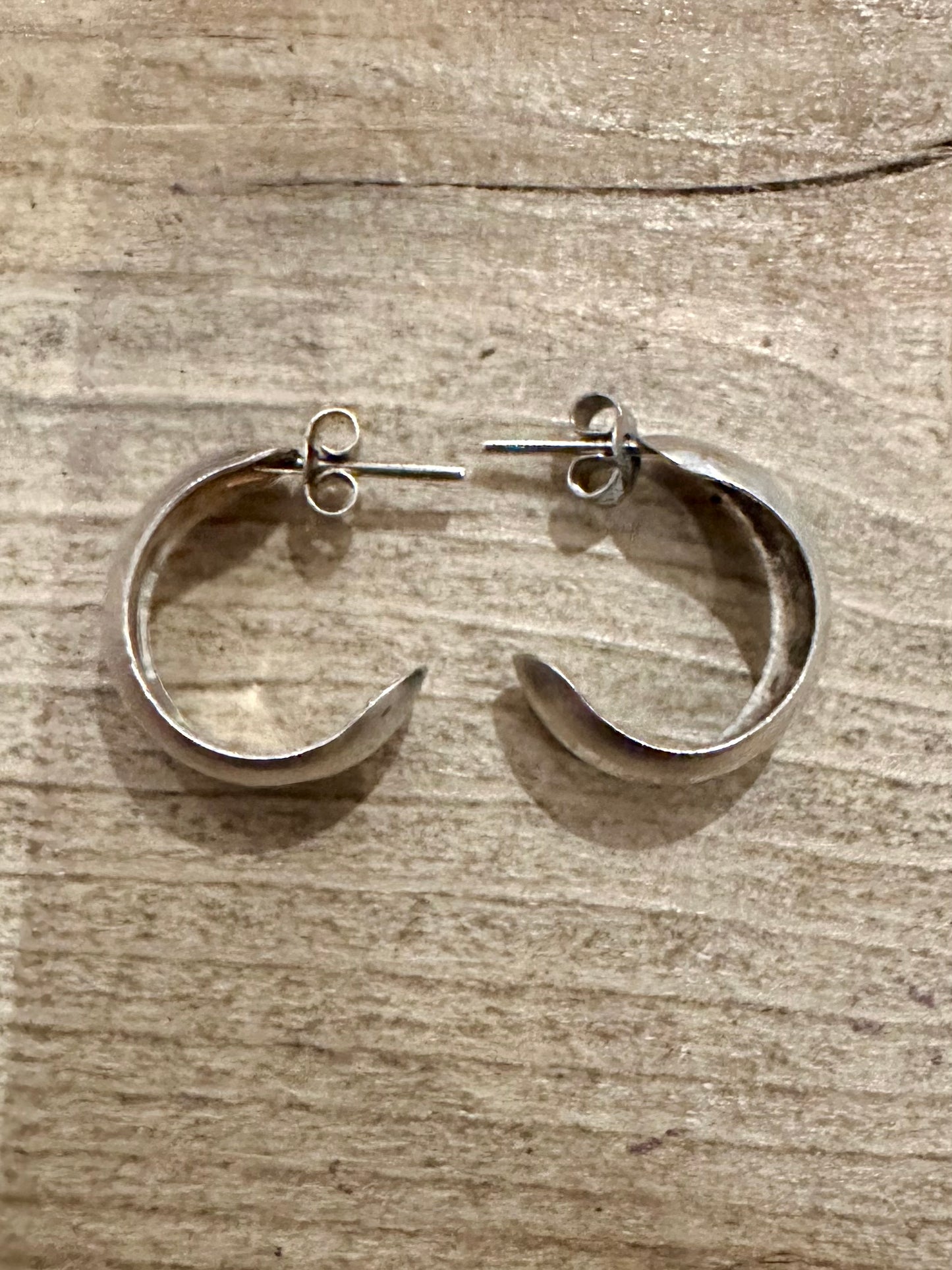 Vintage Engraved Half Hoop 925 Silver Earrings