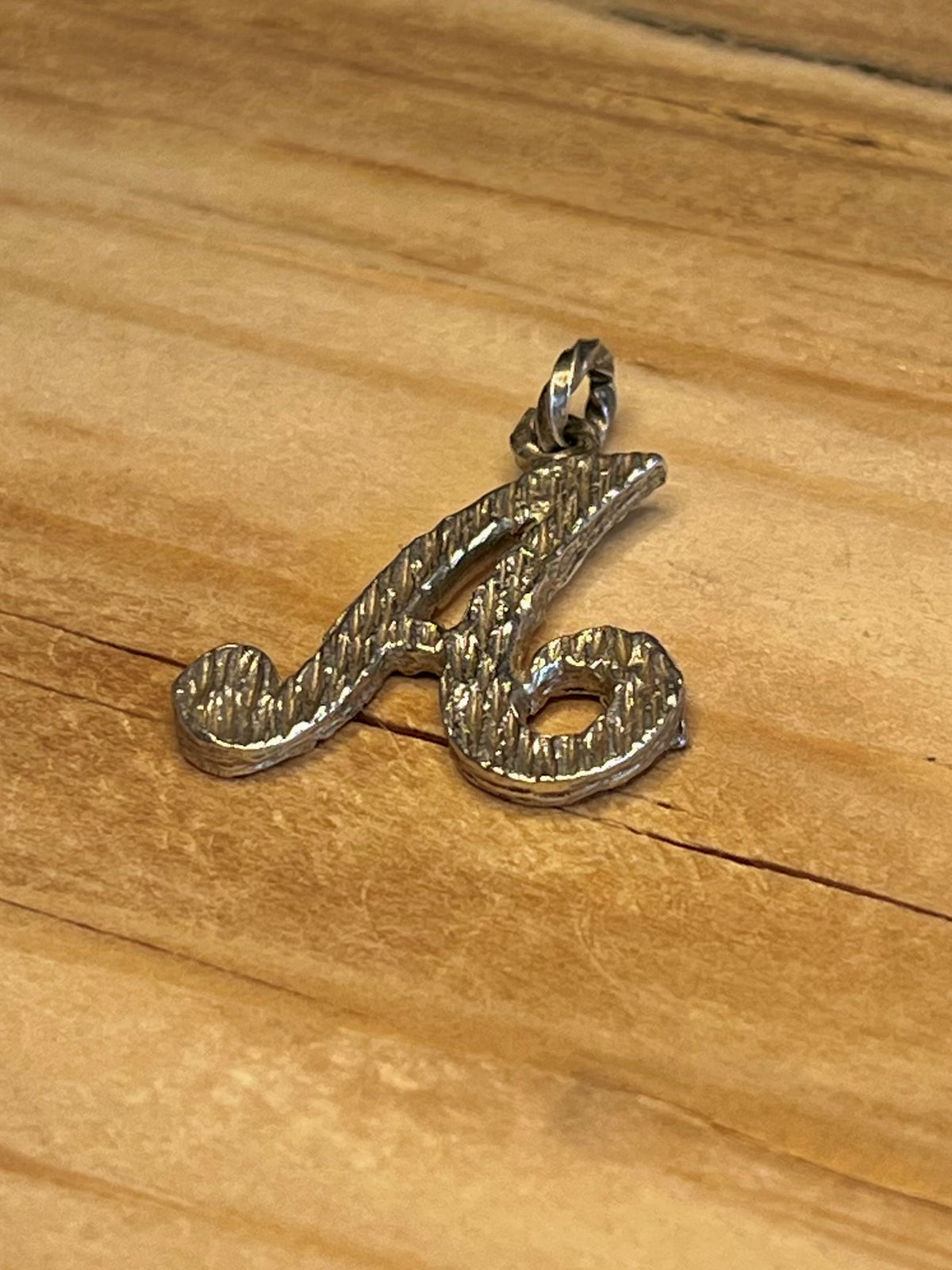 Italic Textured 1975 Letter A London 925 Sterling Silver Pendant