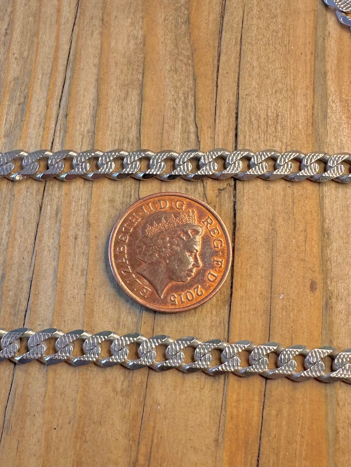 Textured Curb Chain 925 Sterling Silver 18 inch Necklace