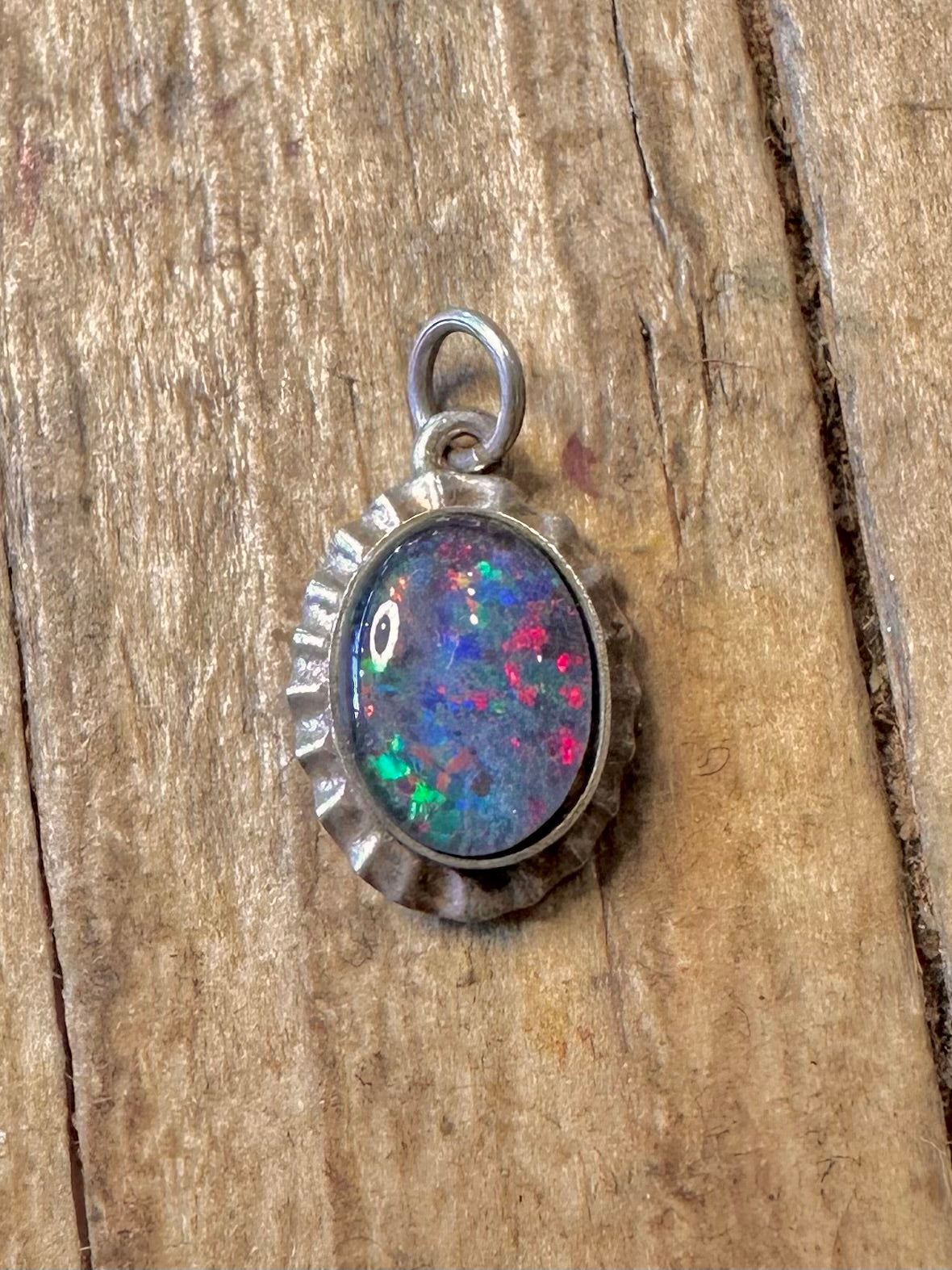Vintage Blauer Opal 925 Sterling Silber Anhänger