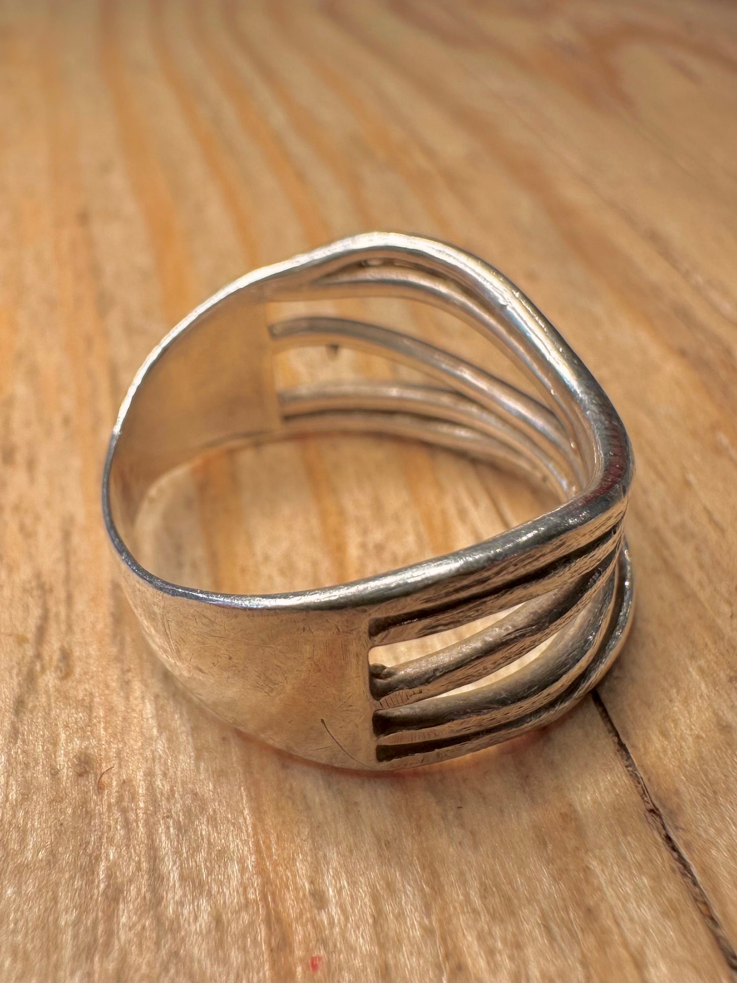 Abstract Wavy 925 Sterling Silver Size R Ring