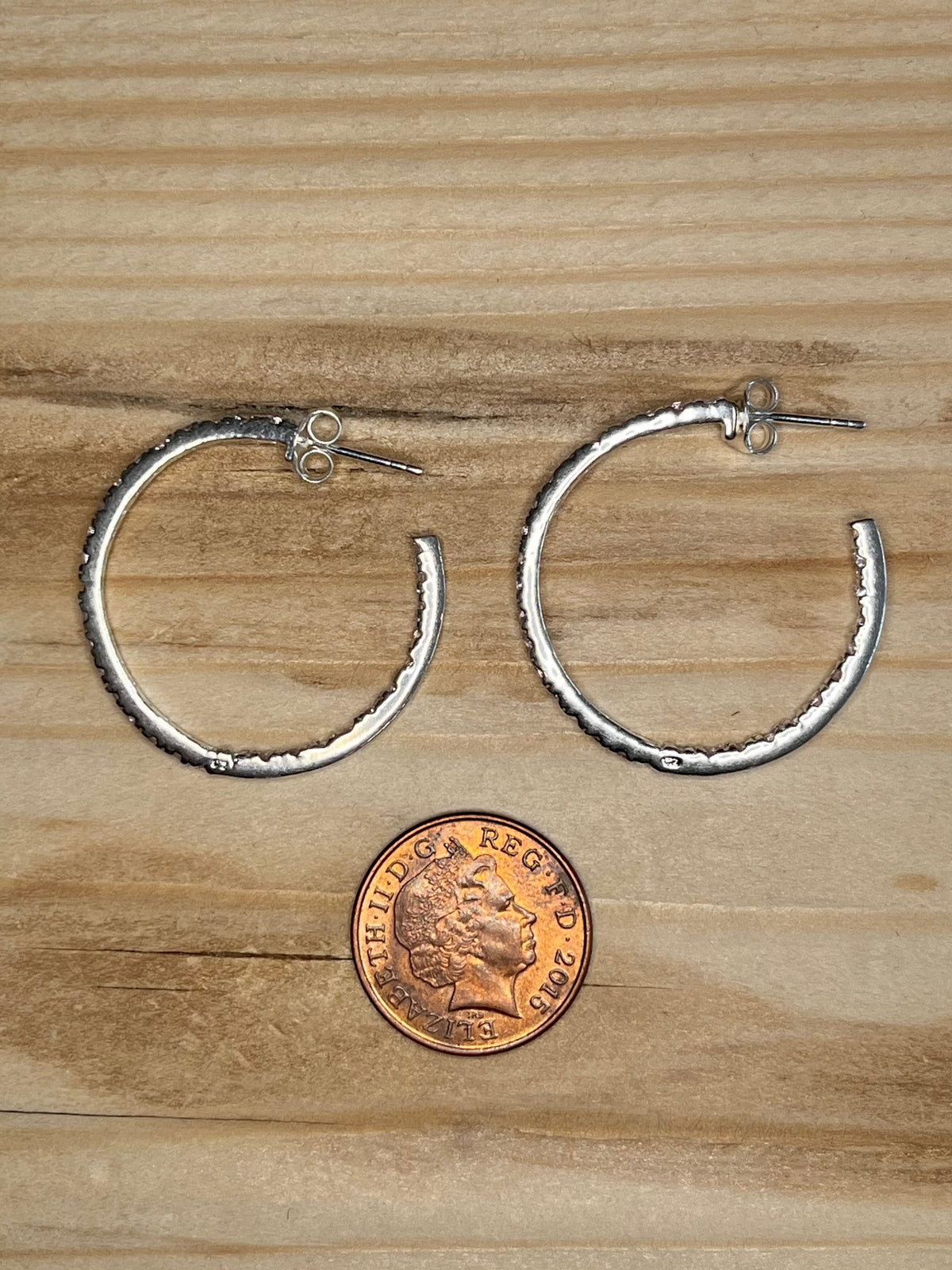 Pink CZ Hoops 925 Sterling Silver Earrings