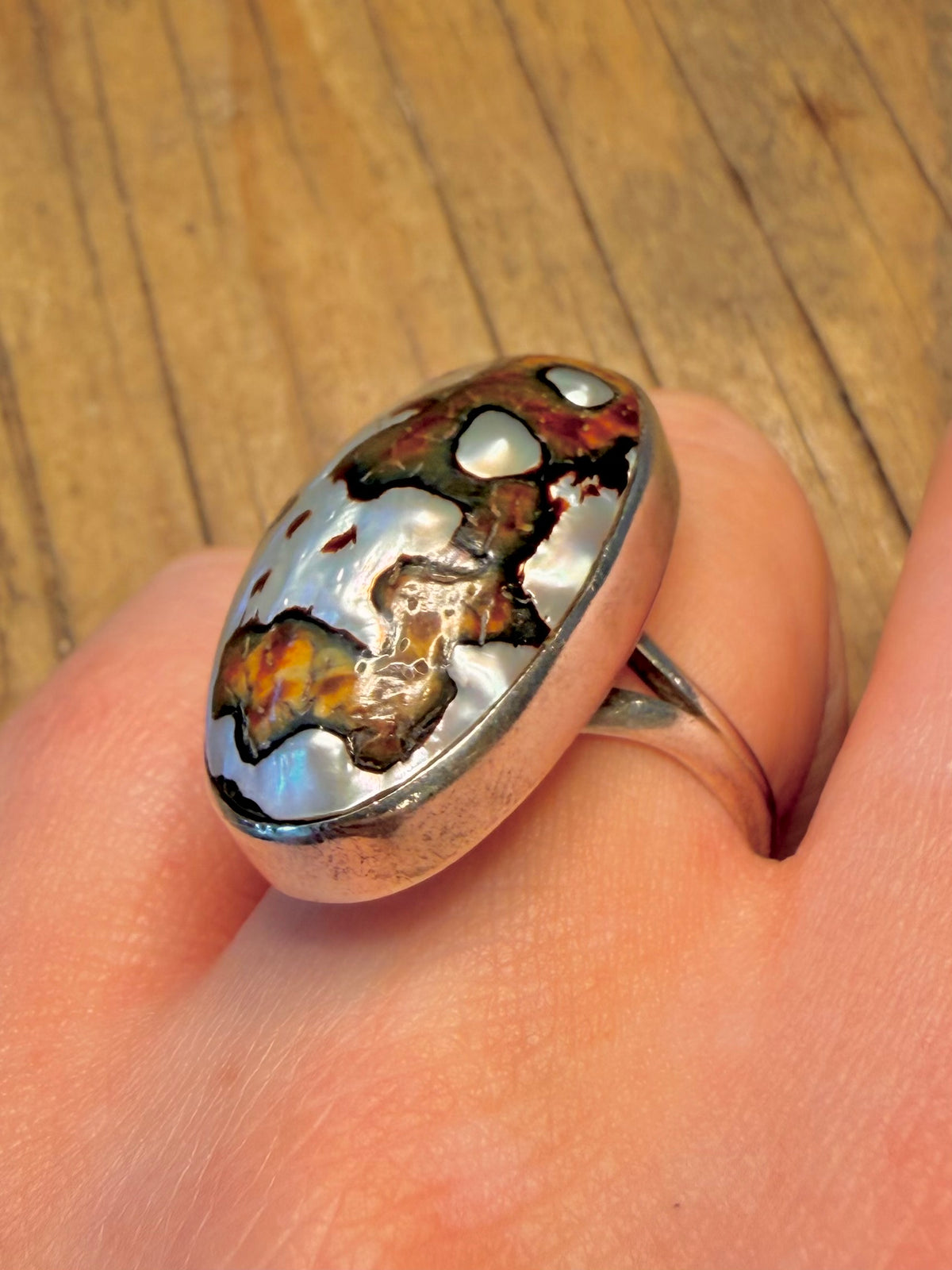 Turbo Sarmaticus Shell 925 Sterling Silver R1/2 Ring