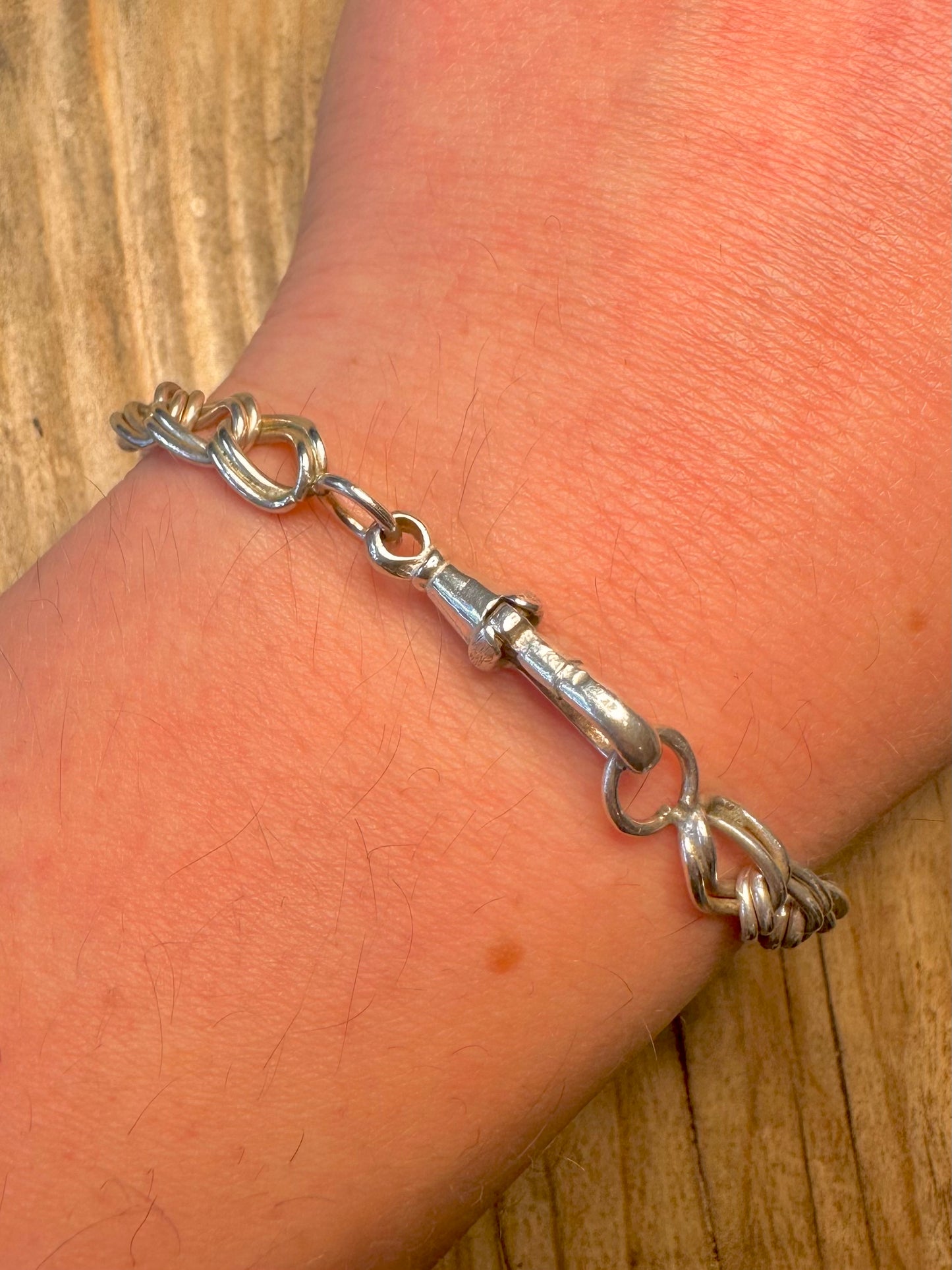 Vintage 1978 Double Link Curb Chain 925 Sterling Silver 8.3 inch Bracelet