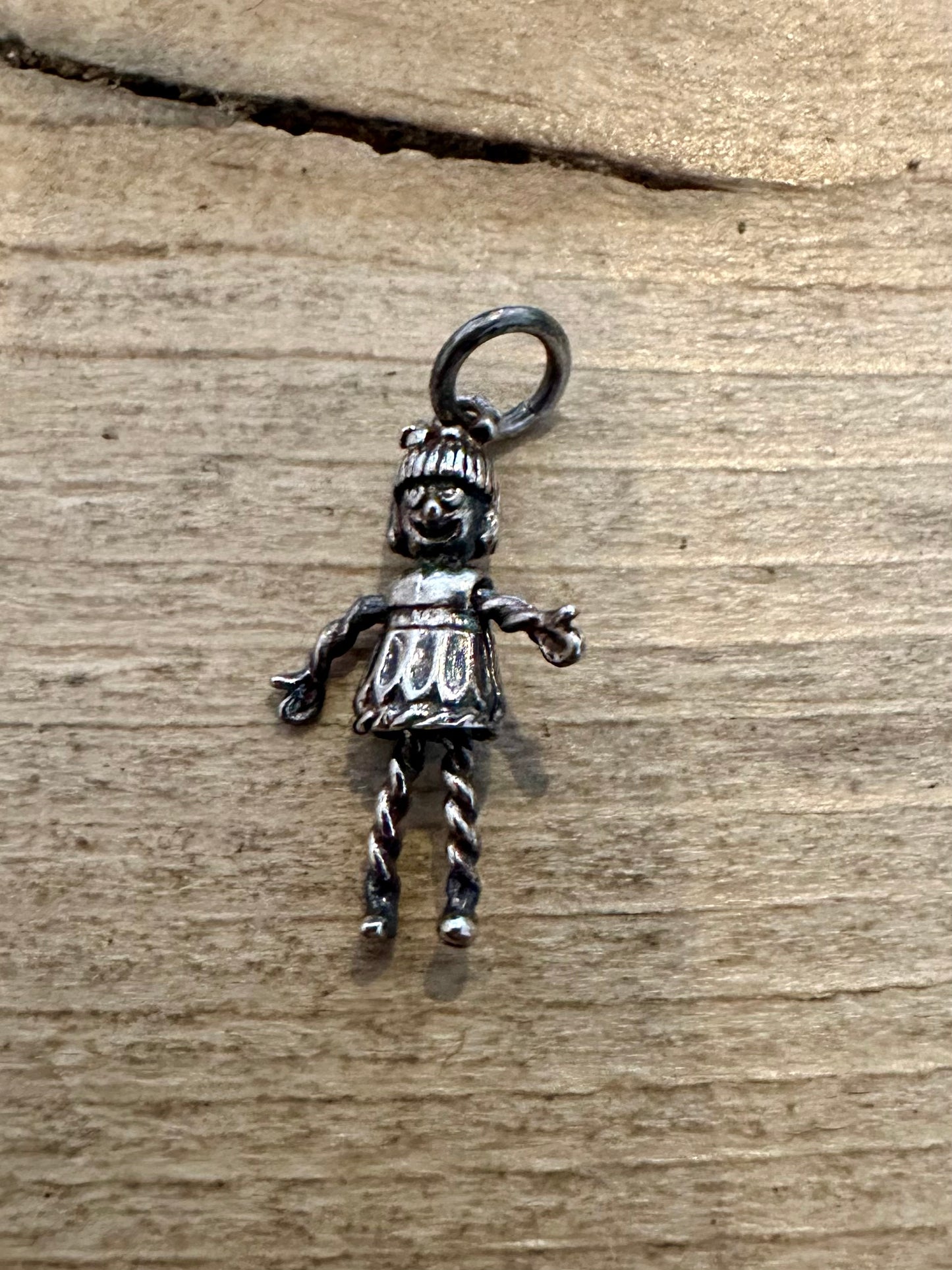 Vintage Moveable Rag Doll 925 Silver Charm Pendant