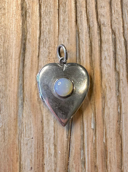 Opal Heart Shaped 925 Sterling Silver Locket Pendant