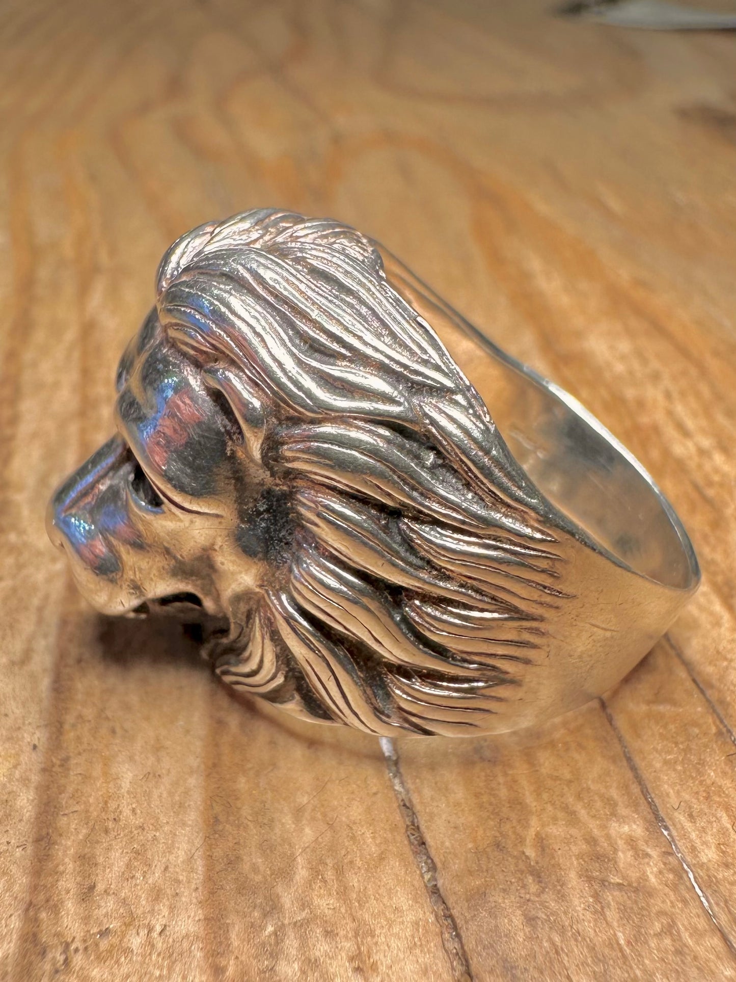 Vintage Lion Head 925 Sterling Silver Size V Ring