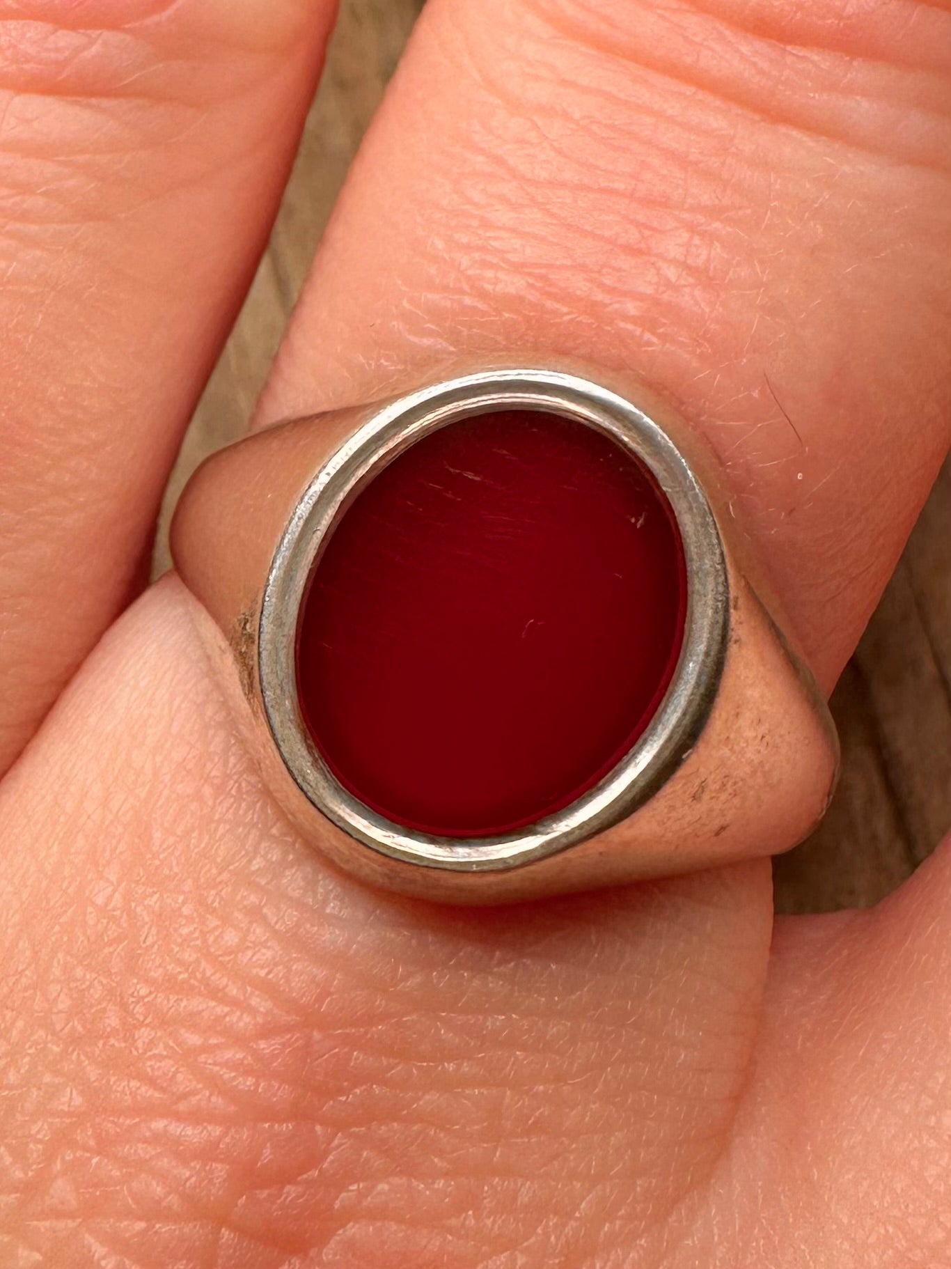 Vintage Carnelian Signet 925 Sterling Silver Size W Ring