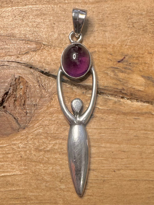 Vintage Amethyst Goddess 925 Silver Pendant
