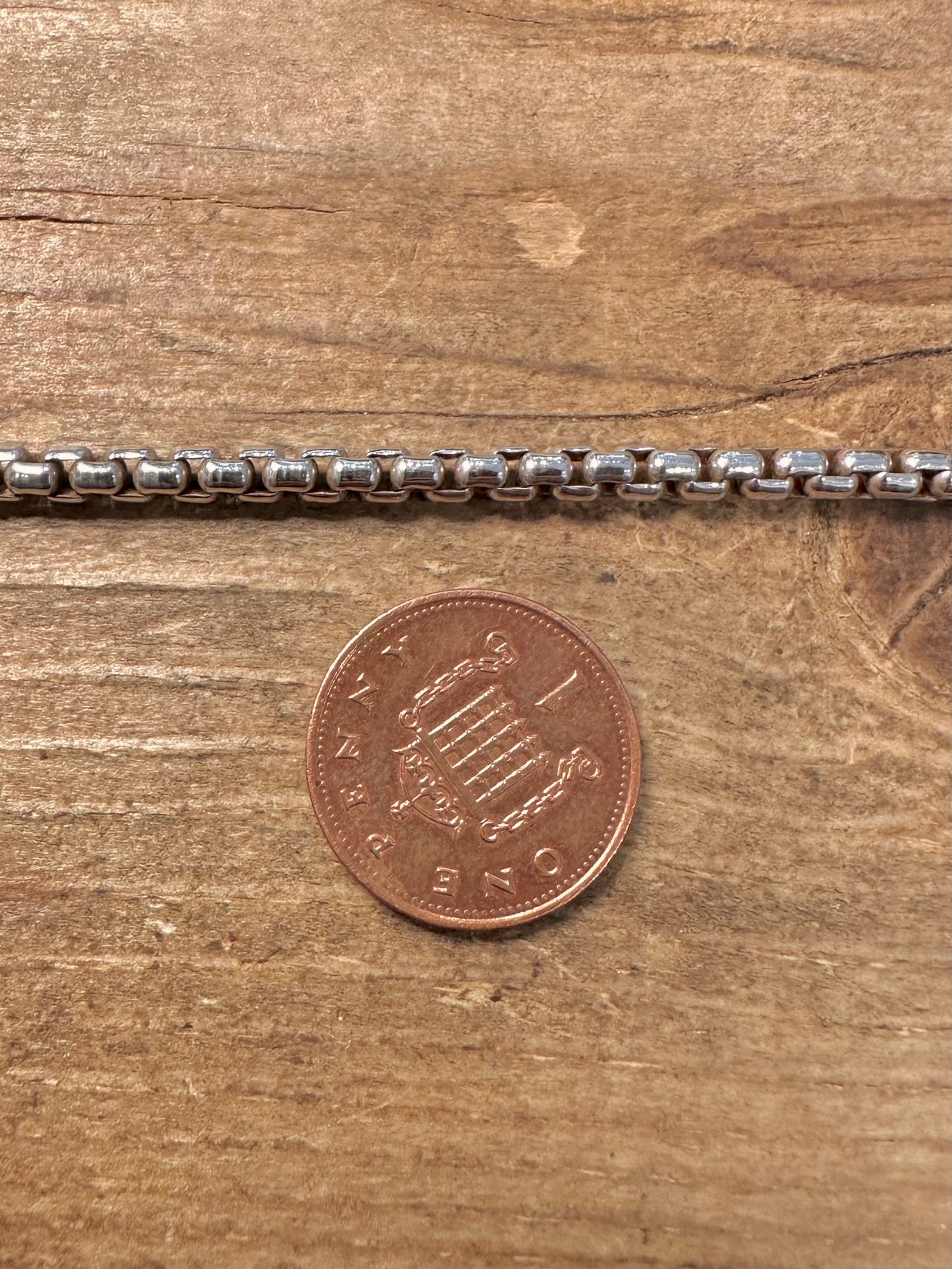 Vintage Unique Box Chain 925 Silver 17.8 inch Necklace