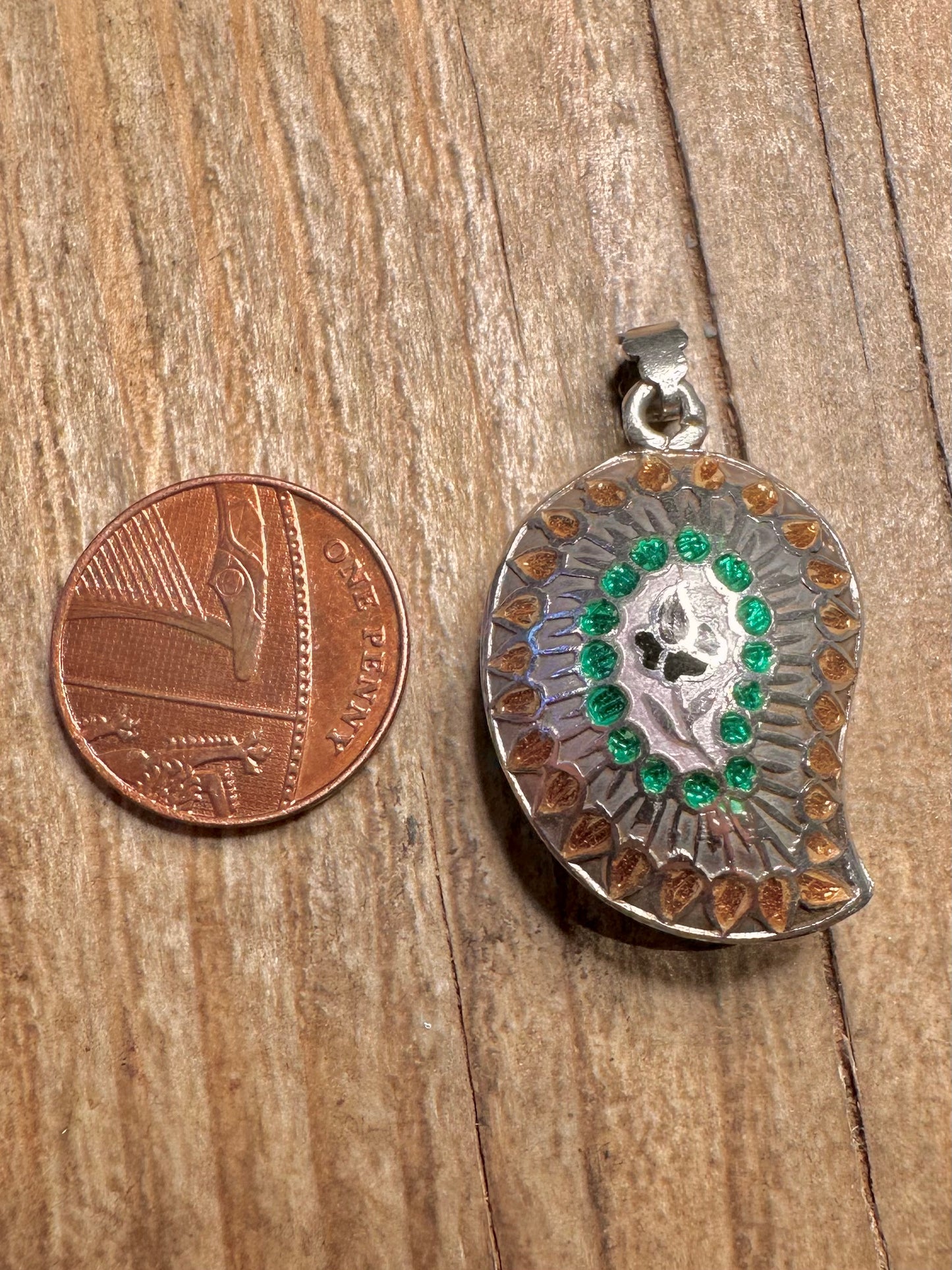Vintage Emaille Cloisonné 925 Sterling Silber Anhänger