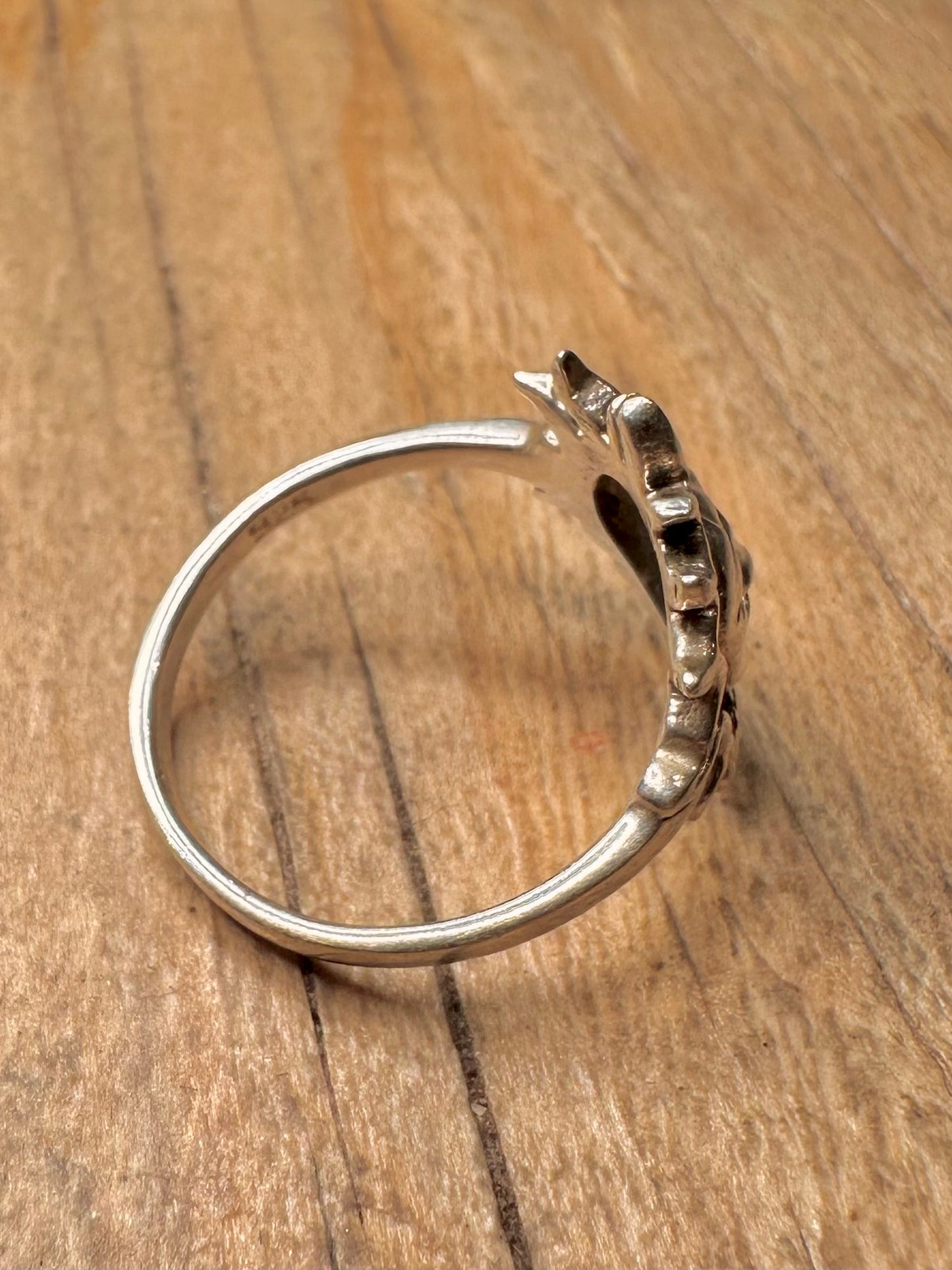 Vintage Sun Face 935 Sterling Silver Size N Ring