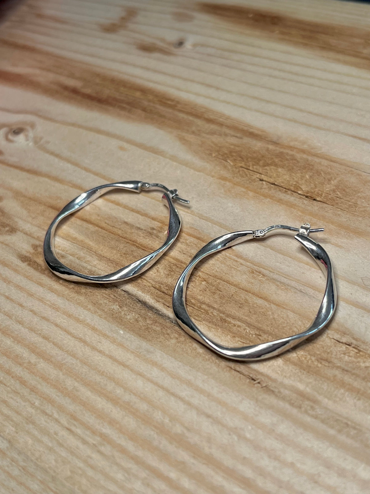 Twisted Hoops ITALY 925 Sterling Silver Hoop Earrings