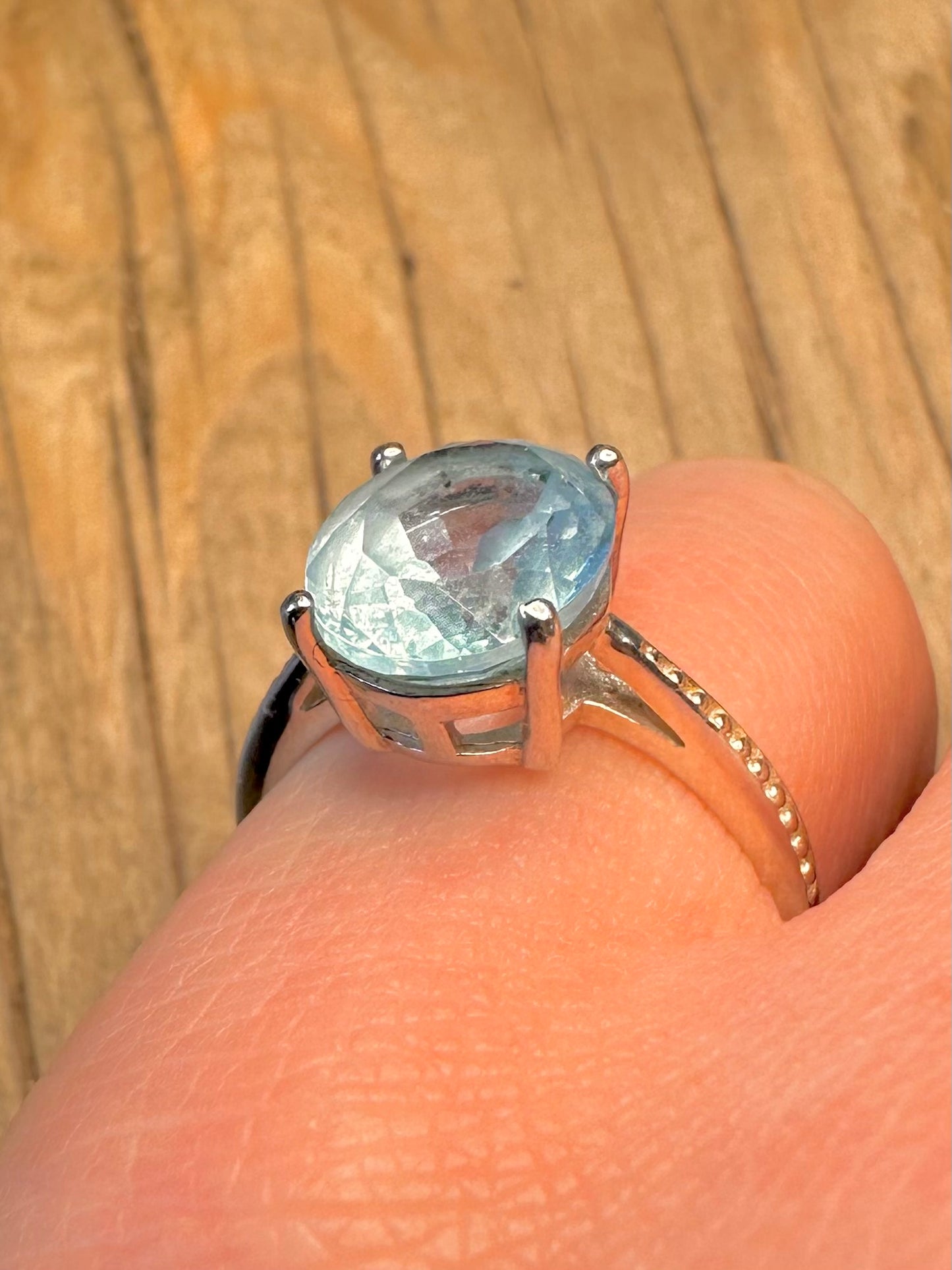 Vintage Blue Topaz 925 Sterling Silver Size N1/2 Ring