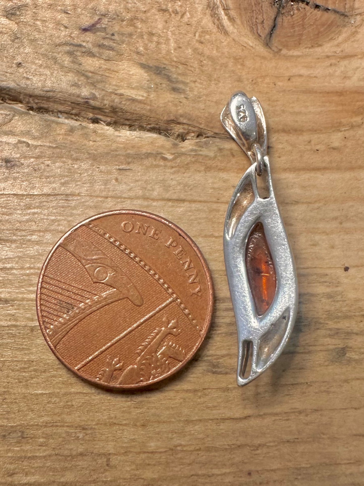 Abstract Amber 925 Silver Pendant