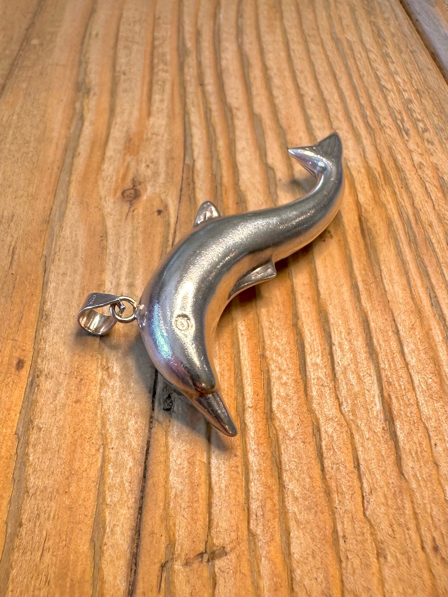 Dolphin Curved 925 Sterling Silver Pendant