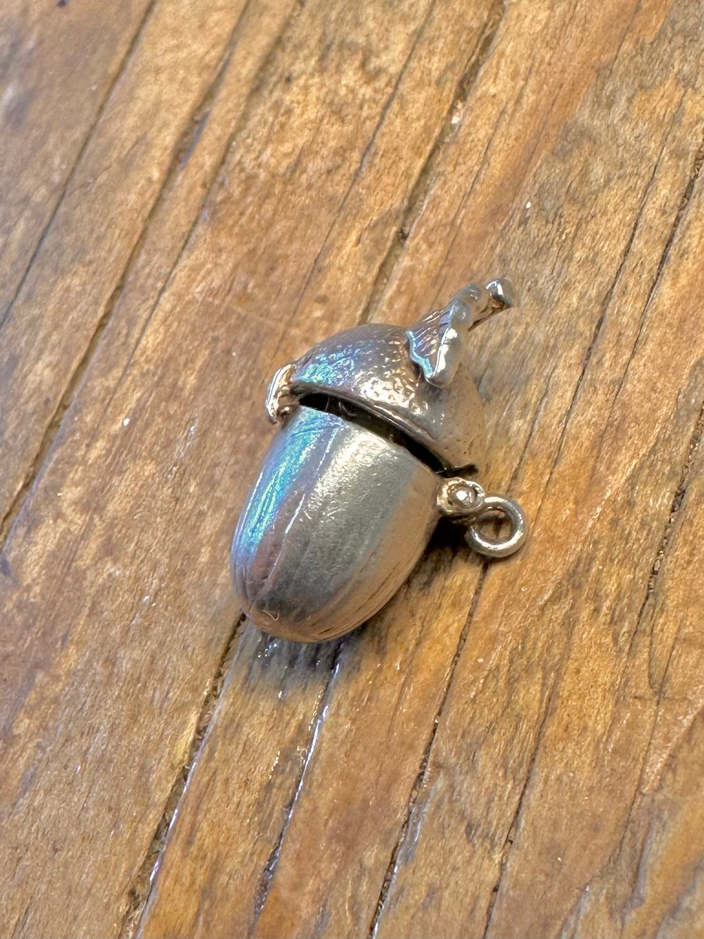 Acorn Squirrel Opening 925 Sterling Silver Charm Pendant