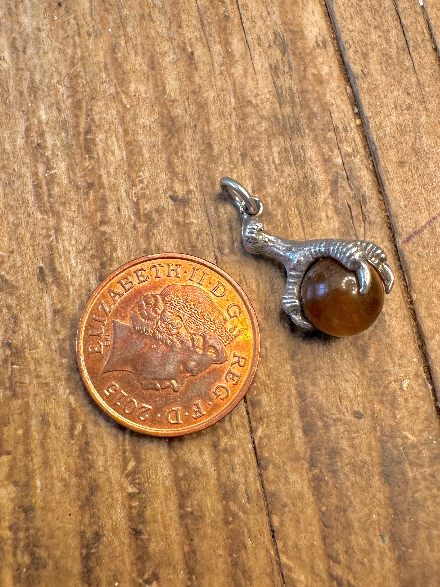 Tigers Eye Talon Claw 925 Sterling Silver Charm Pendant